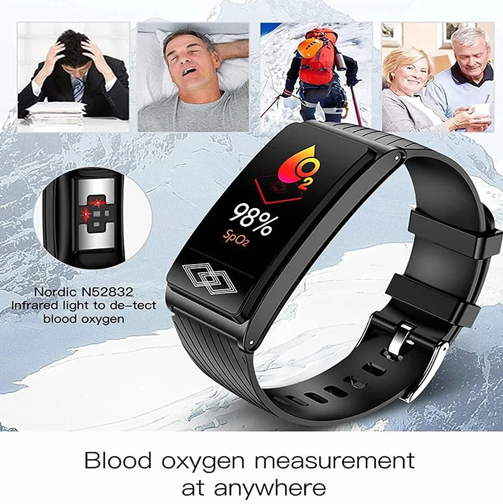 Inteligentny zegarek Fitness Tracker z monitorem tętna Ciśnienie krwi Spo2 Inteligentna bransoletka sportowa IP67 Wodoodporny dla mężczyzn Kobiety na Androida iOS (kolor: różowy) (niebieski) little