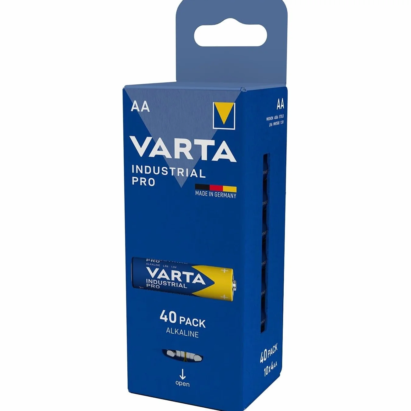 VARTA Baterie AA, opakowanie 40 szt., Industrial Pro, Baterie Alkaliczne, 1,5V, pakiet do przechowywania, Made in Germany [Wyłącznie w Amazon]