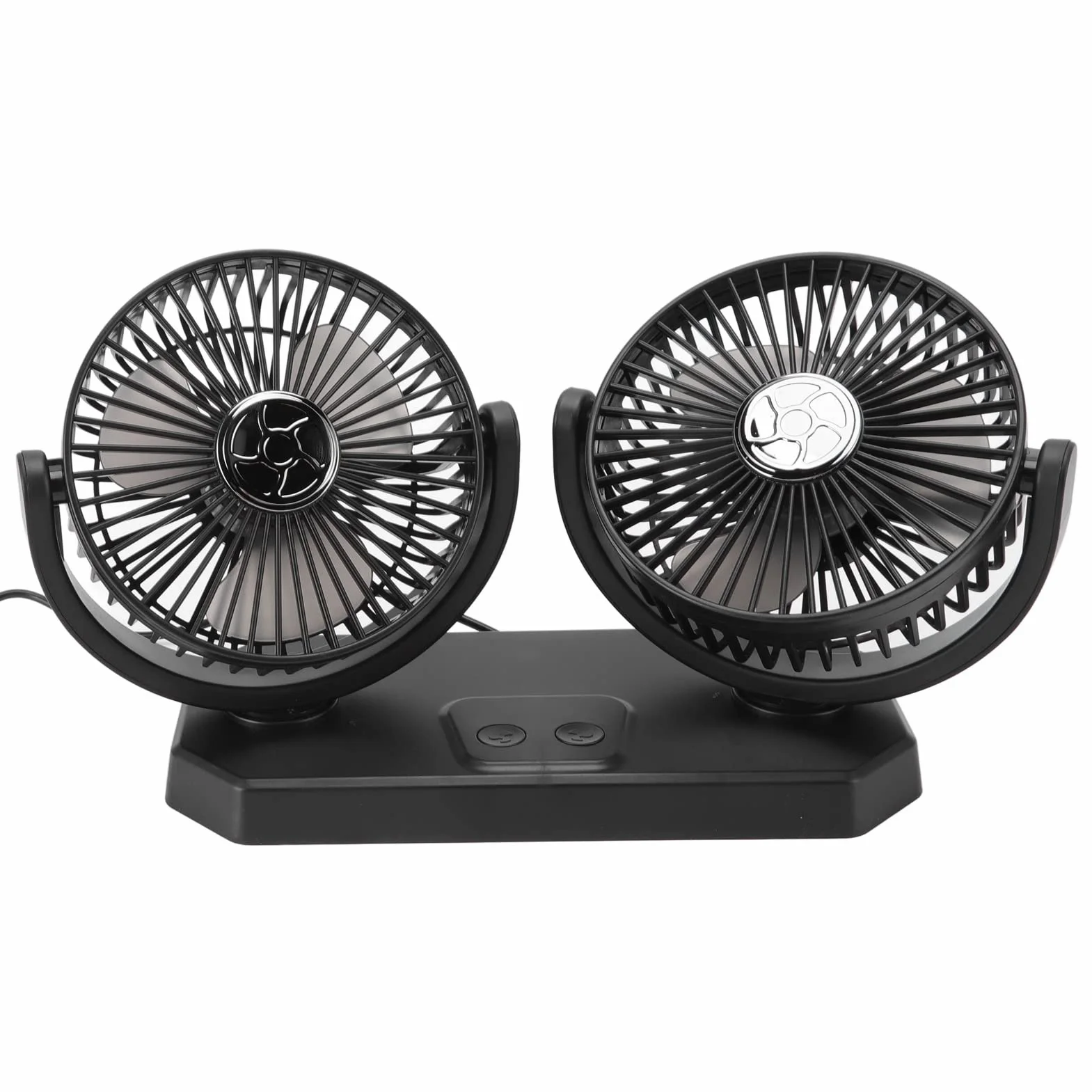 Wentylator Samochodowy 12V, Wentylator Samochodowy USB z Podwójną Głowicą, Przenośny Wentylator z Podwójną Głowicą do Samochodu, Ciężarówki, Furgonetki, SUV-a, Kampera, łodzi, Domu
