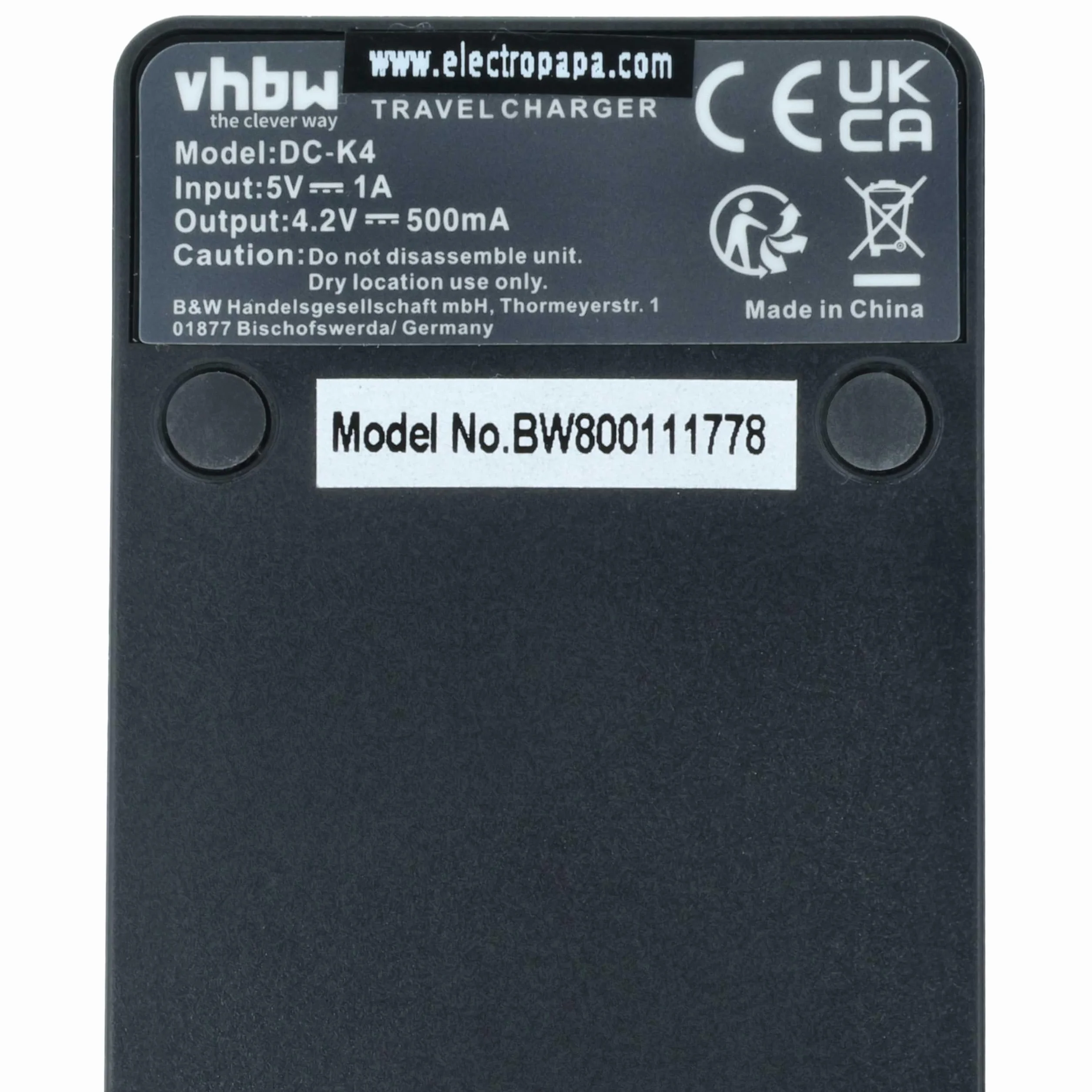 vhbw Ładowarka USB kompatybilna z kamerą Ricoh CX1, CX2, DX-1G, DX-2G, GR, digital II, III, IV, GX100 kamera/akumulator - ładowarka, wskaźnik ładowania