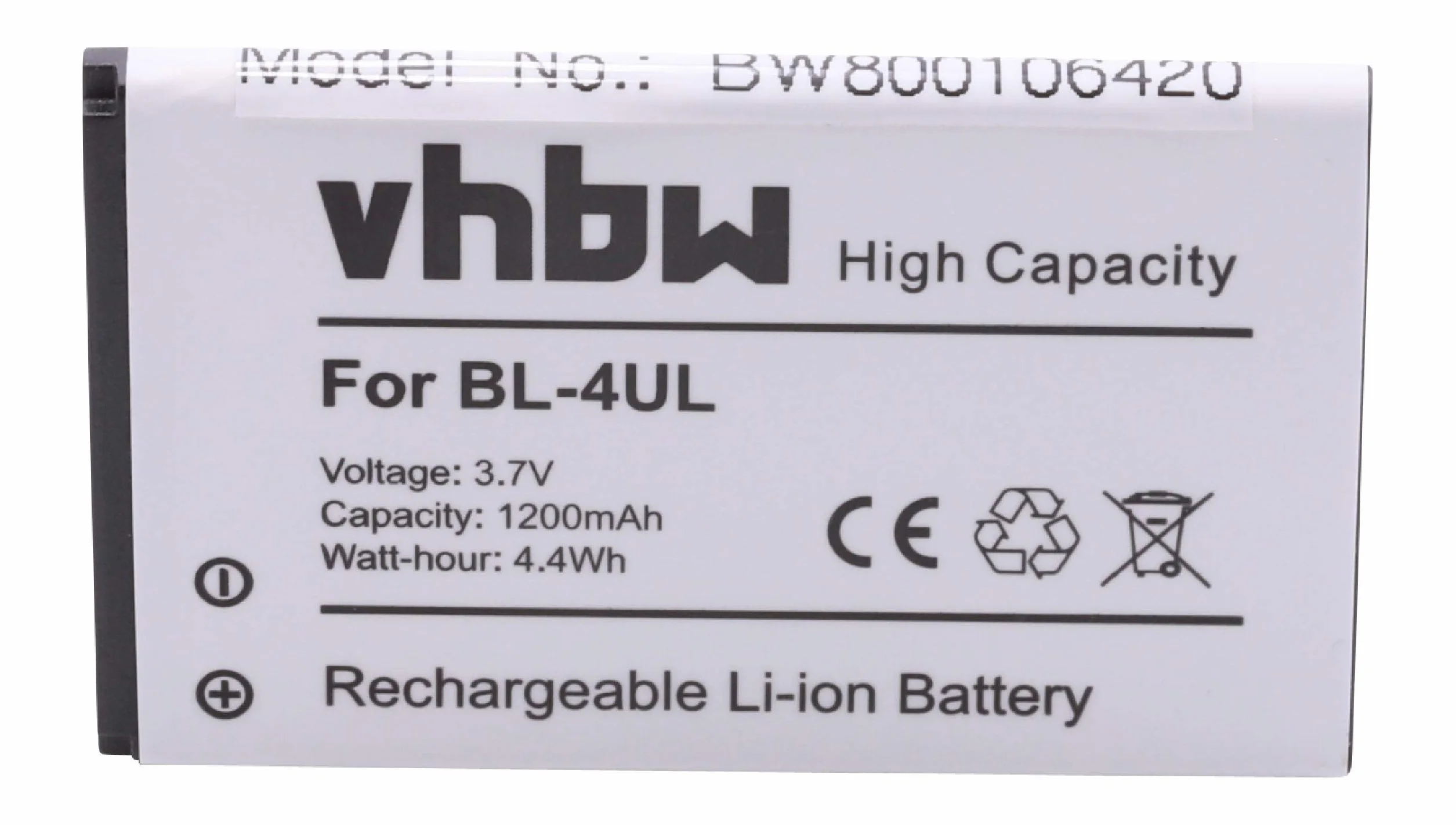 vhbw Bateria zamienna do Nokia BL-4UL, BL-4WL do telefonu komórkowego smartfona telefonu (1200 mAh, 3,7 V, litowo-jonowa)