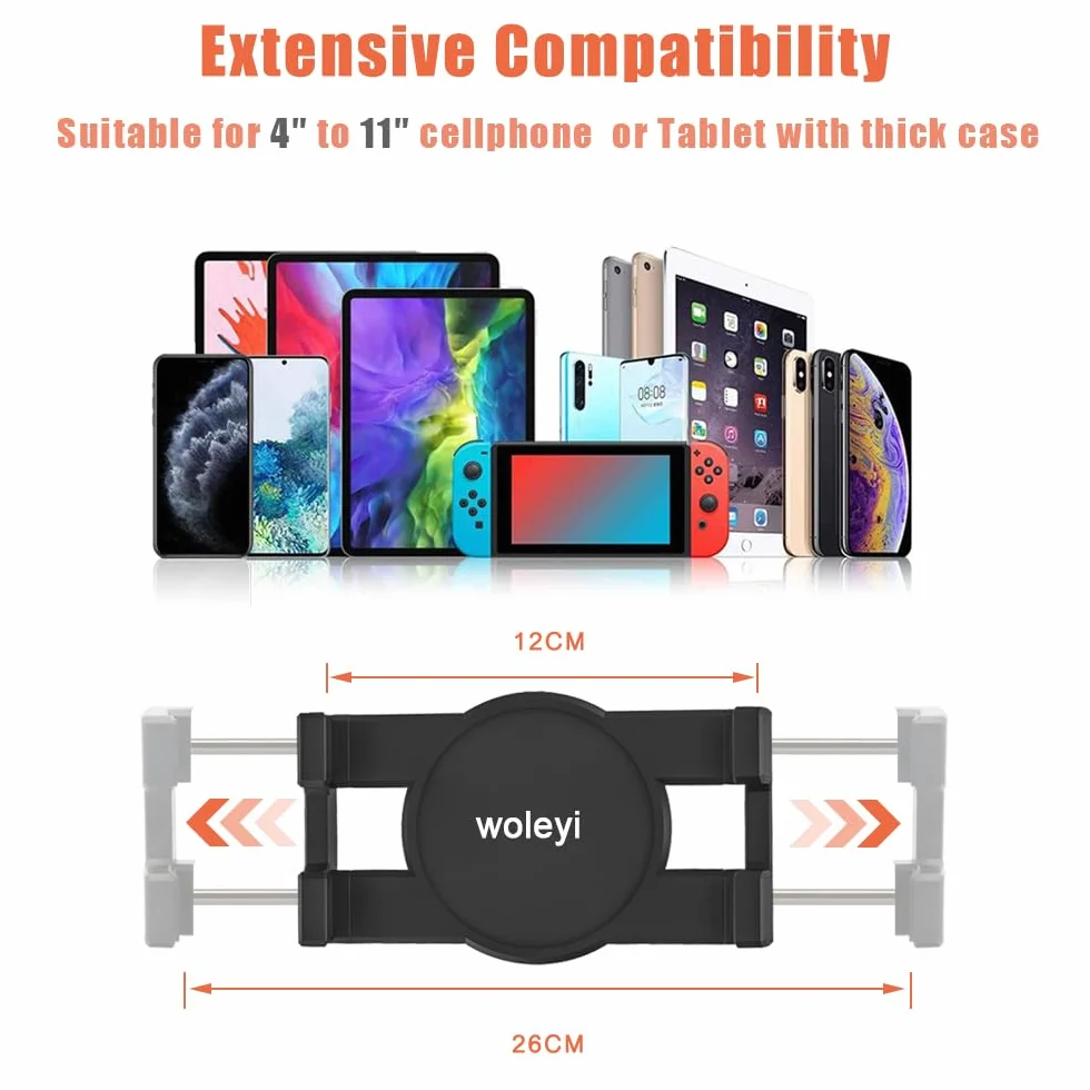 Uchwyt na tablet do ciężarówek, wytrzymały uchwyt podłogowy z gęsią szyją, 50 cm, stojak na śruby do iPada Pro/Air/Mini, Galaxy Tab, iPhone, telefony komórkowe
