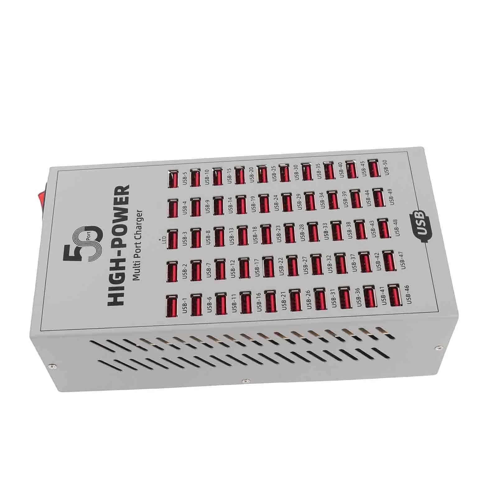 50-portowa Stacja ładująca USB Wydajne i Szybkie ładowanie Wielu urządzeń w Domu/biurze Metalowa Obudowa Lekka Konstrukcja (Wtyczka UE 220-250 V)