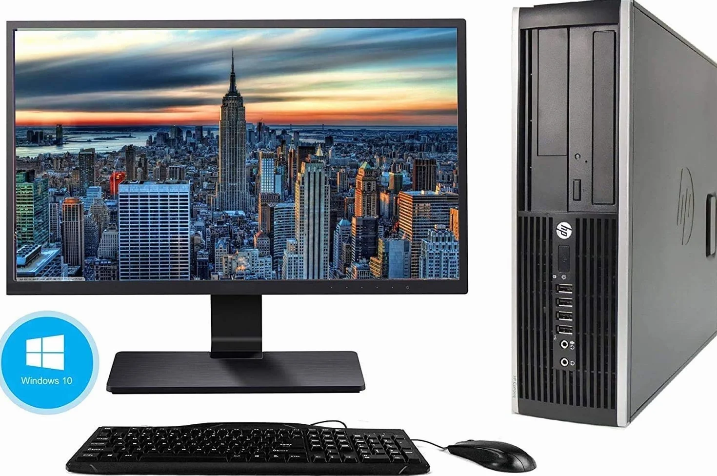 Komputer stacjonarny HP Elite 8300 SFF + wyświetlacz 55.9 cm (Intel Core i5-3470, 3,2 GHz, 8 GB RAM, 240 GB SSD + 500 GB HDD, czytnik, Windows 10 Pro ES 64) (odnowiony)