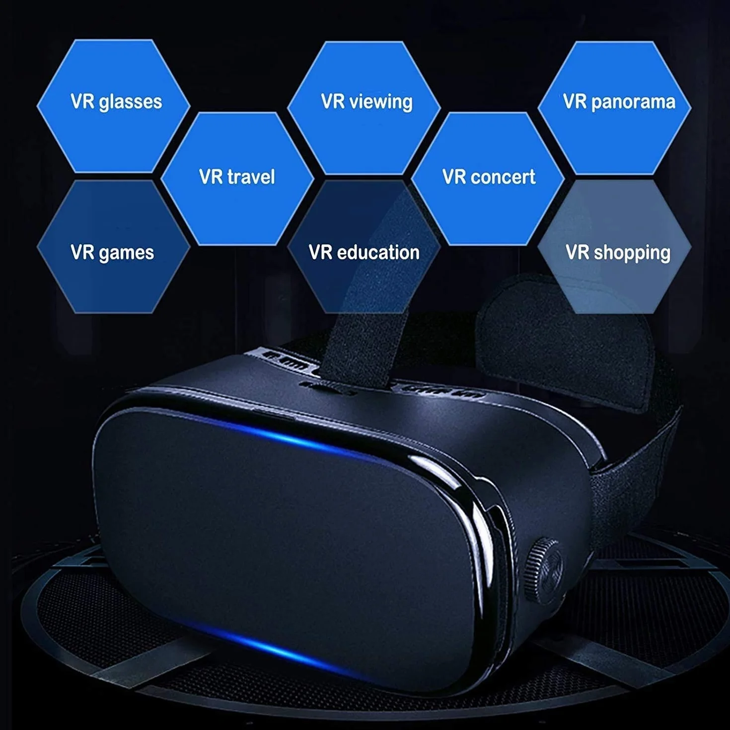 Zestaw słuchawkowy VR kompatybilny z iPhone i telefonem z systemem Android - uniwersalne gogle wirtualnej rzeczywistości - miękkie i wygodne nowe okulary 3D VR | niebieskie | z ochroną oczu
