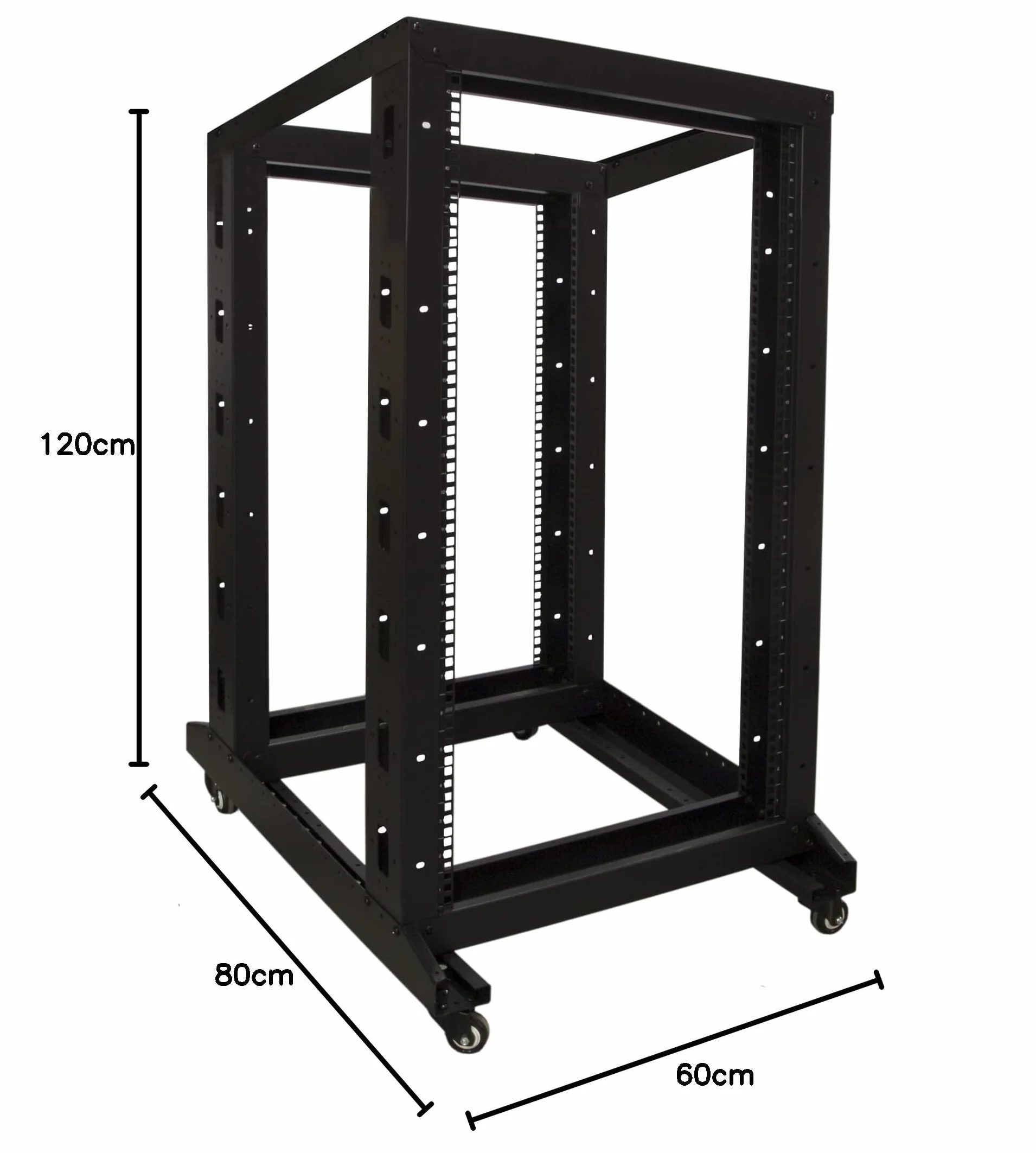 22 HE – 19 cali szafka na kółkach – niezmontowana – (szer. x gł. x wys.) 600 x 800 x 1200 mm – czarna – zamykana
