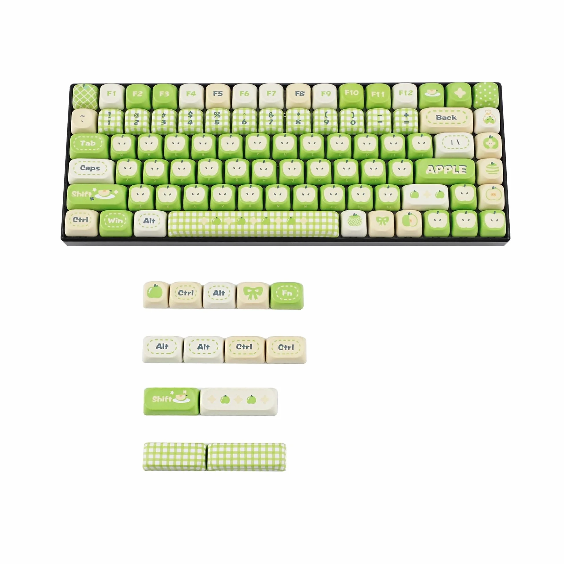 Red Green Apple MOA PBT Dye Sub Keycaps for 61/68/75/87/98/104/108 MX Keyboard, Soft Lightweight(97 Keys Green)