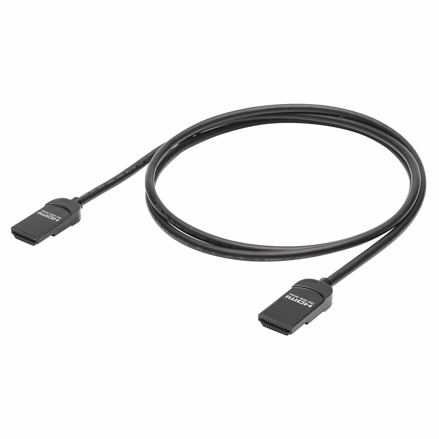 Hicon Kabel HDMI® Ultra Slim Fit 3,6 mm wtyczka 4K 50/60 fps UHD Premium High Speed 18 GBit/s HDR 10 3D z Ethernet do 2 m kompaktowy bardzo elastyczny - HI-HDSL-0200