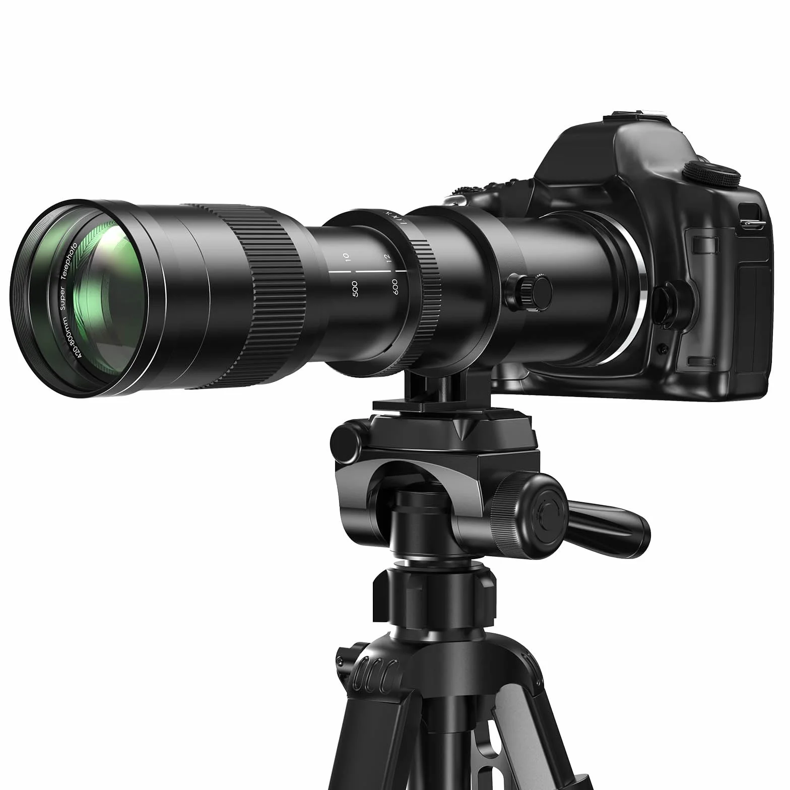 Lightdow (aktualizacja) EF/EF-S 420-800mm F8.3 Teleobiektyw zmiennoogniskowy – ręczne obiektywy do lustrzanek cyfrowych (czarne dla Canon EF/EF-S)