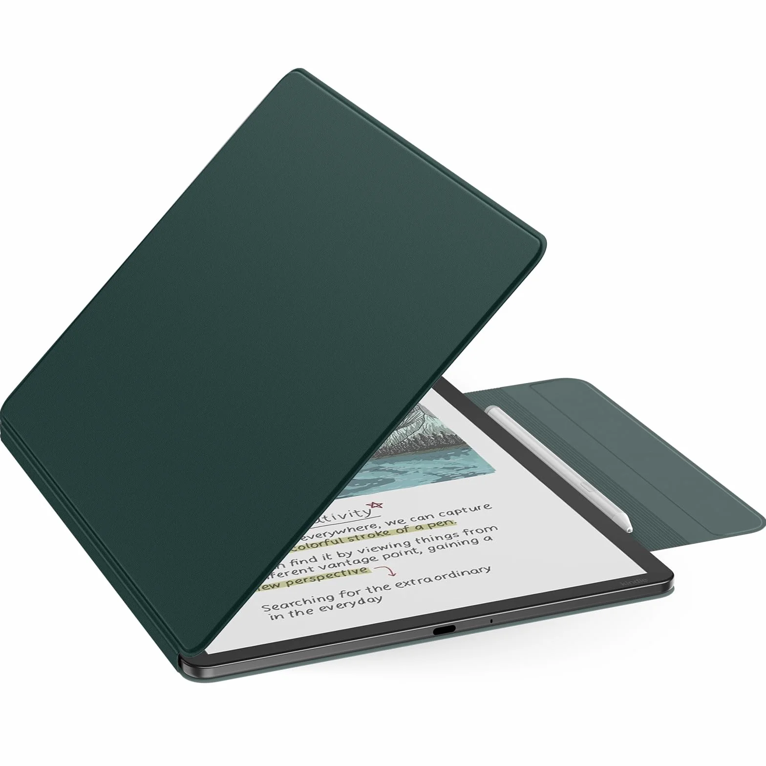 MoKo Magnetic Case for 11" Kindle Scribe 3rd & Colorsoft 1st Midnight Green | Strong Magnetic,Slim Folio Premium PU Leather Cover with Pen Clasp & Auto Sleep Wake for 2025 Kindle Scribe Case