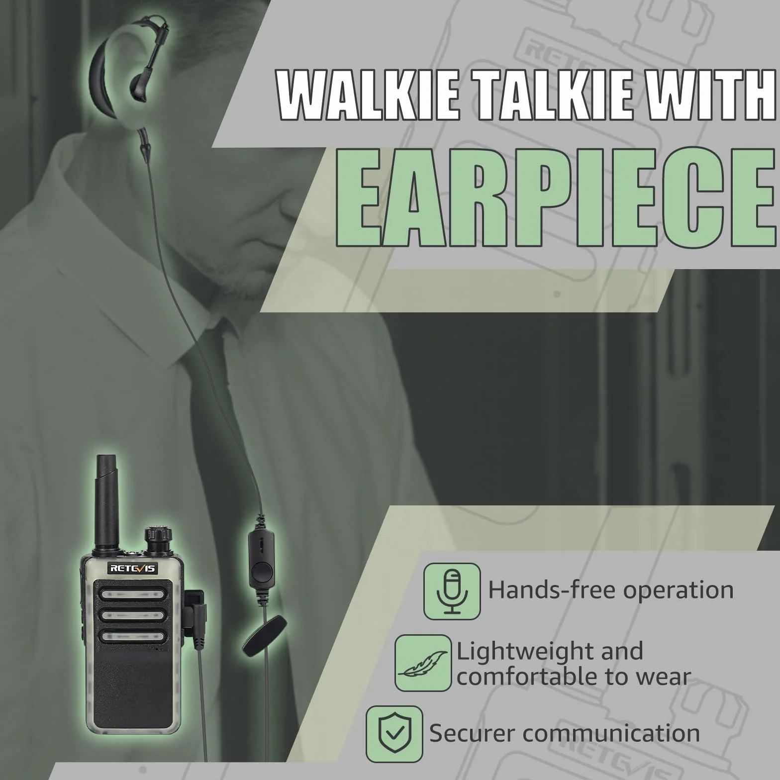 Retevis RB666 Walkie Talkie Small Professional, PMR446 Wireless Clone Krótkofalówka Szybka ładowarka do ładowania, VOX Portable Walkie Talkie ze Słuchawkami do Szkoły, Hotelu (10 Szt., Czarny)