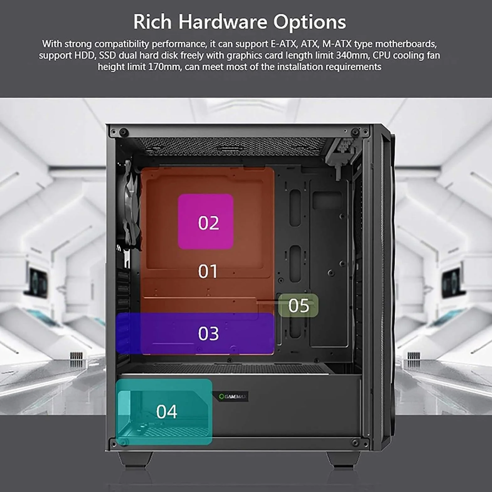 Obudowa Komputera Typu Mid-Tower E-ATX/ATX/M-ATX, Panel Boczny Ze Szkła Hartowanego, Przedni Panel Z Siatki, Obudowa Komputera Stacjonarnego, Tryb Oświetlenia RGB(Black)