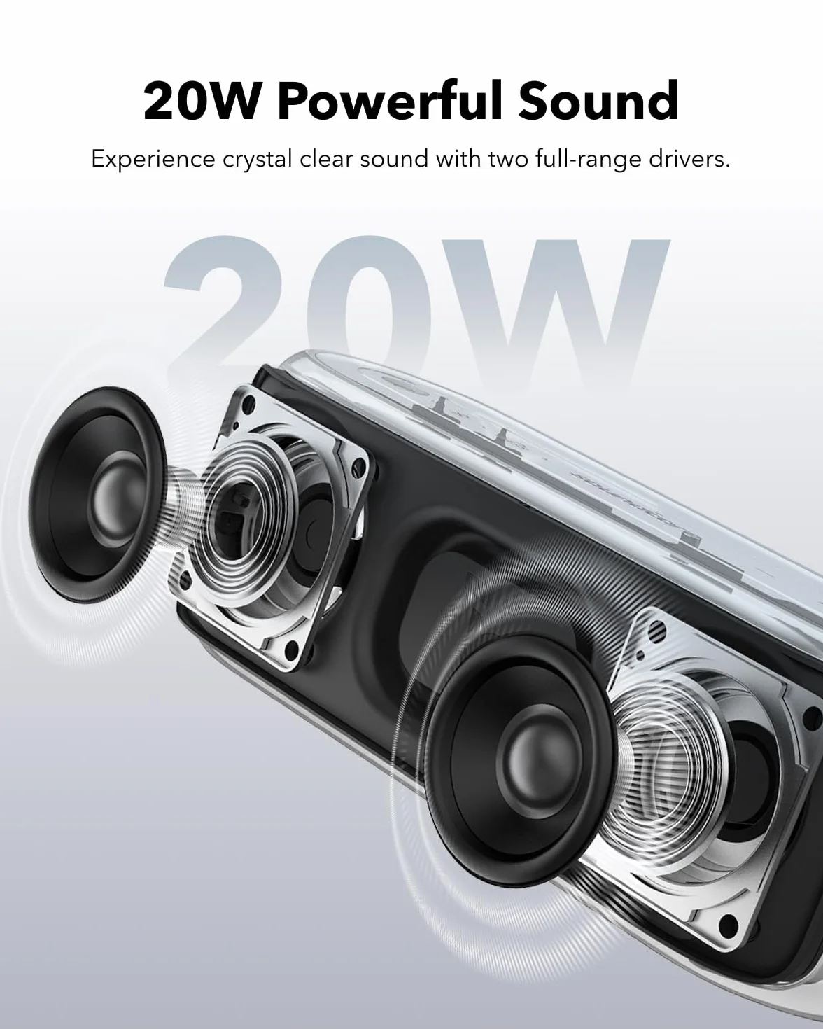 soundcore Select 2S, przenośny głośnik Bluetooth z dźwiękiem stereo 20 W, technologią BassUp™, 16 godz. czasu odtwarzania,bezprzewodowe parowanie stereo, wodoodporność IPX7 na wędrówki. (Niebieski)