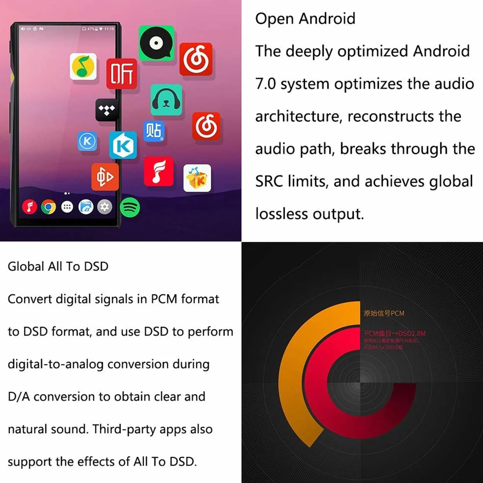 oneforus M11 Przenośna dwukierunkowa sieć Bluetooth HiFi MP3 bezstratna muzyka 4.4 Balance DSD dekodowanie flagowy odtwarzacz czarny