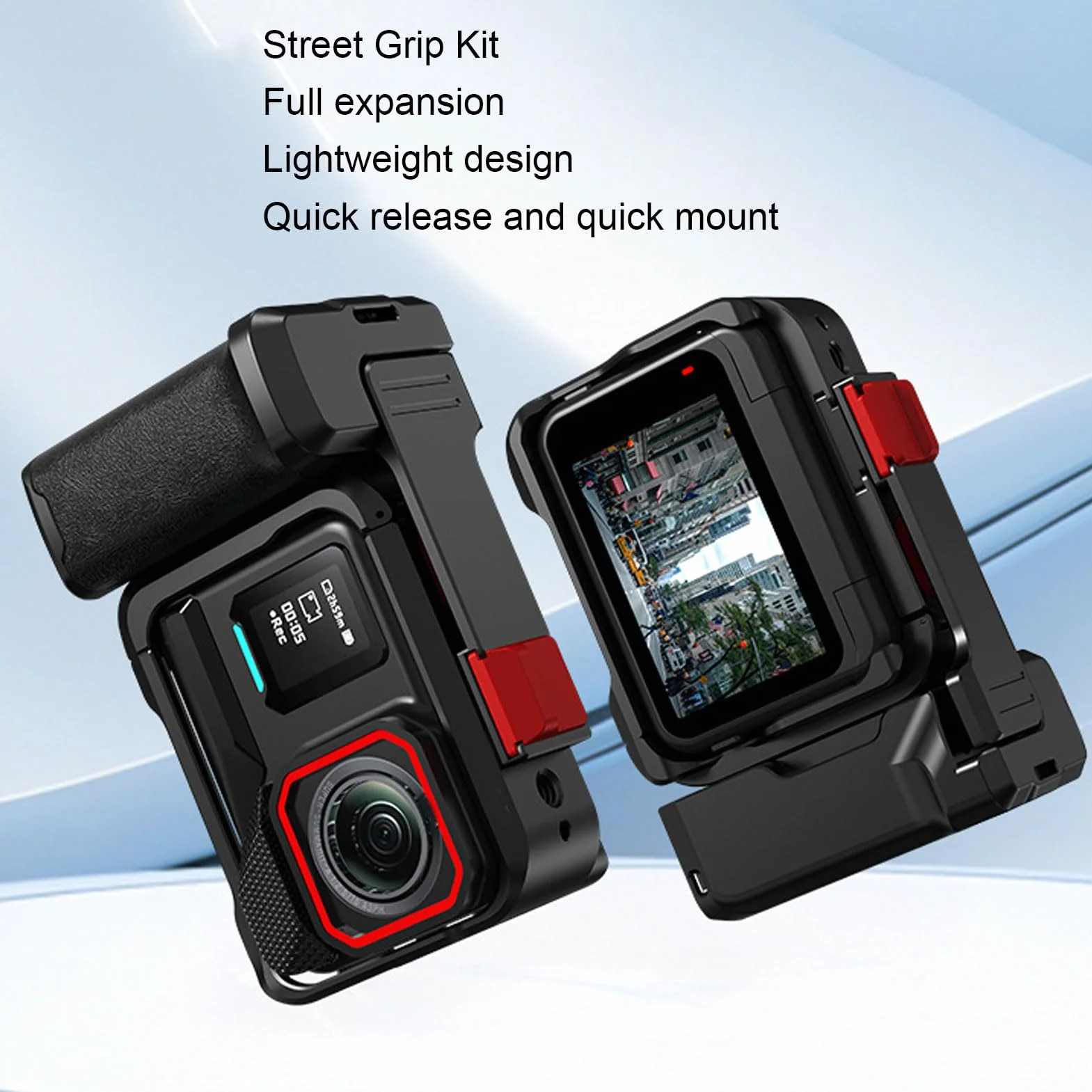 Zestaw Street Grip do Ace Pro 1/2, Metalowa Klatka ze Stopu Aluminium z Uchwytem, ​​szybkozamykacz, z Mocowaniem na Zimno i Gwintem 1/4