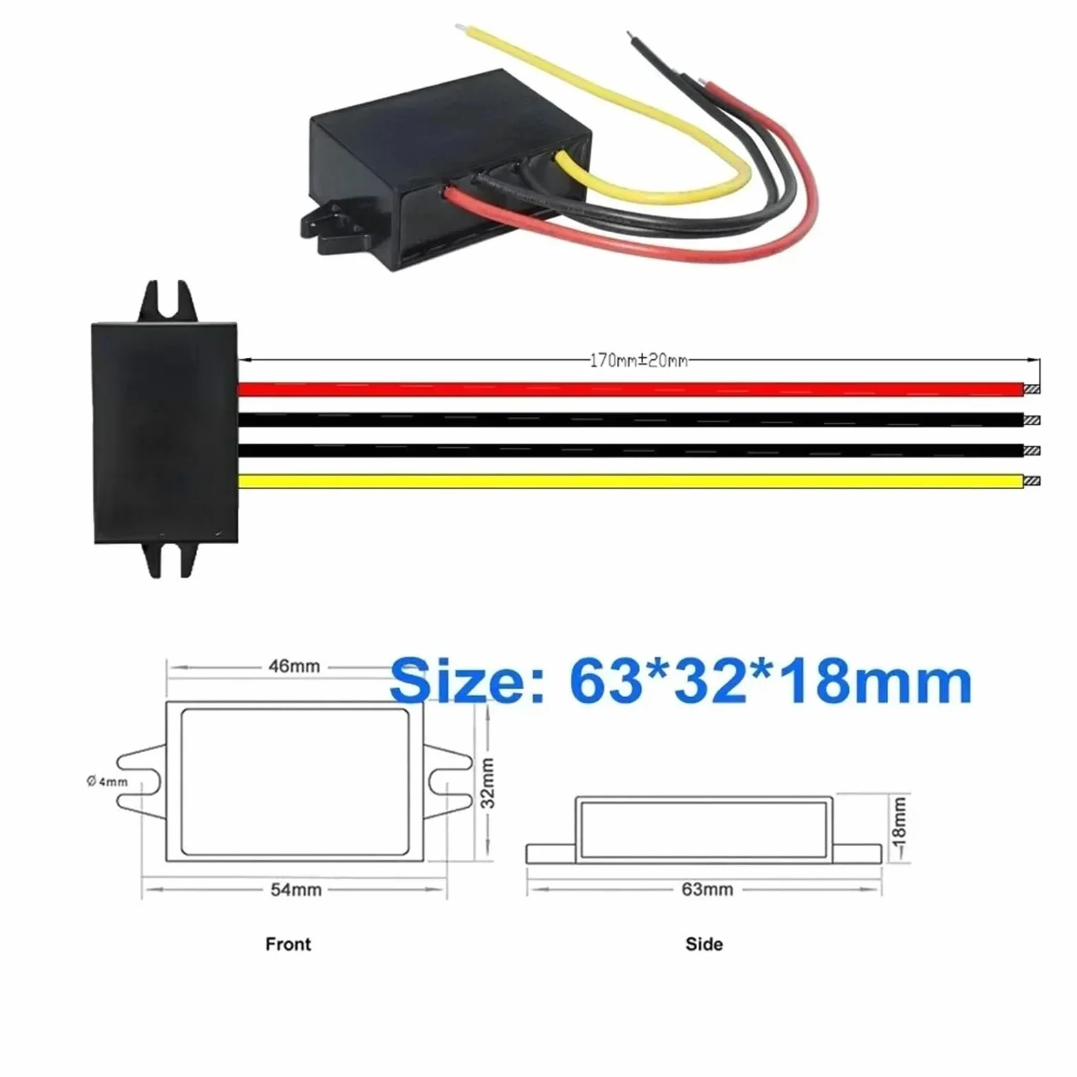 DC 15V-80V 24V 36V 48V 72V Step DOWN do 12V 1A-5A Moduł Zasilacz samochodowy Przetwornica napięcia Wodoodporny Regulator DC DC (Kolor: 15V-80V do 12V 3A)