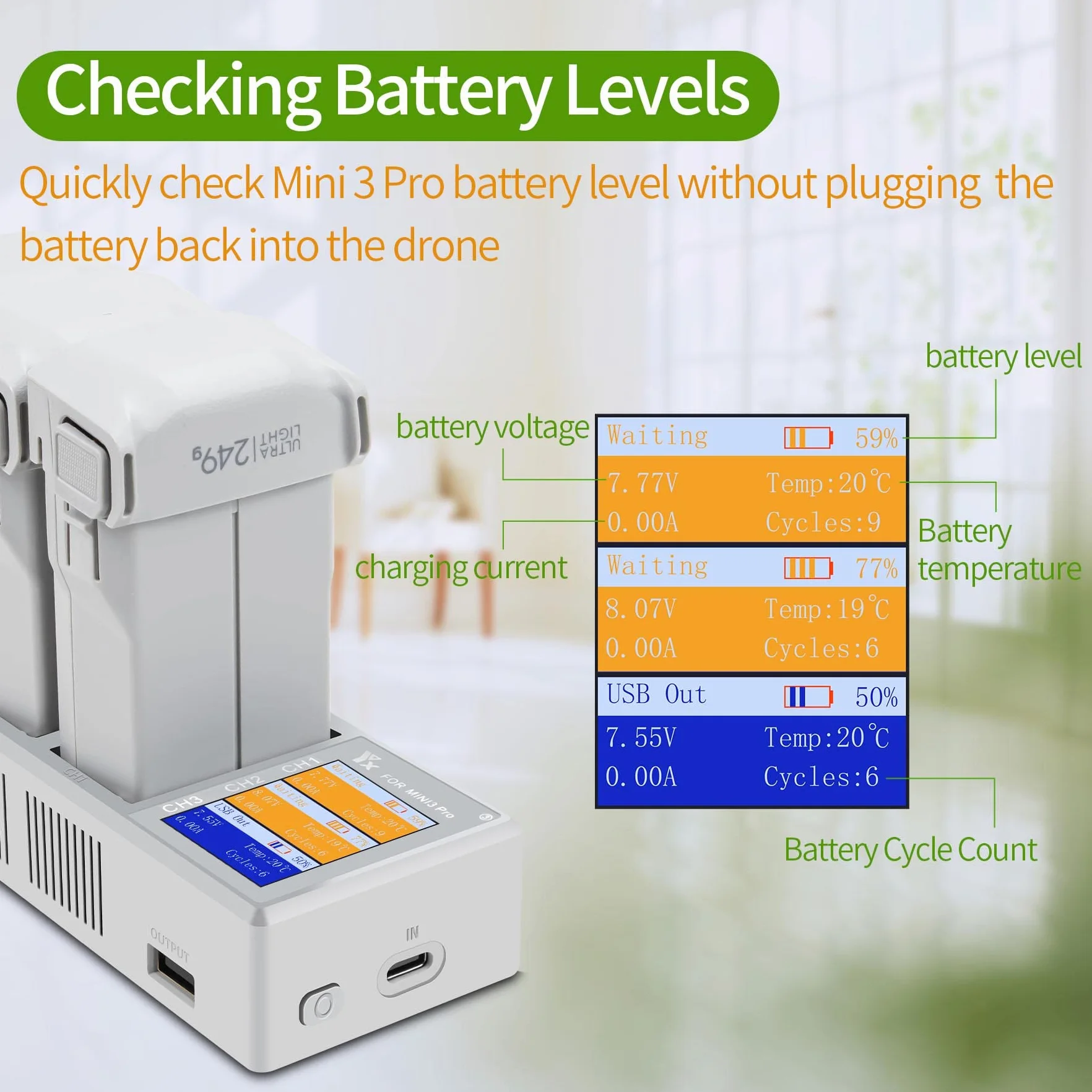 100 W wielofunkcyjna ładowarka równoległa LCD z funkcją Storage Charge, Discharge do DJI Mini 5 4 3 Pro, ładowarka do szybkiego ładowania, stacja ładująca, koncentrator ładowarki, 3 baterie
