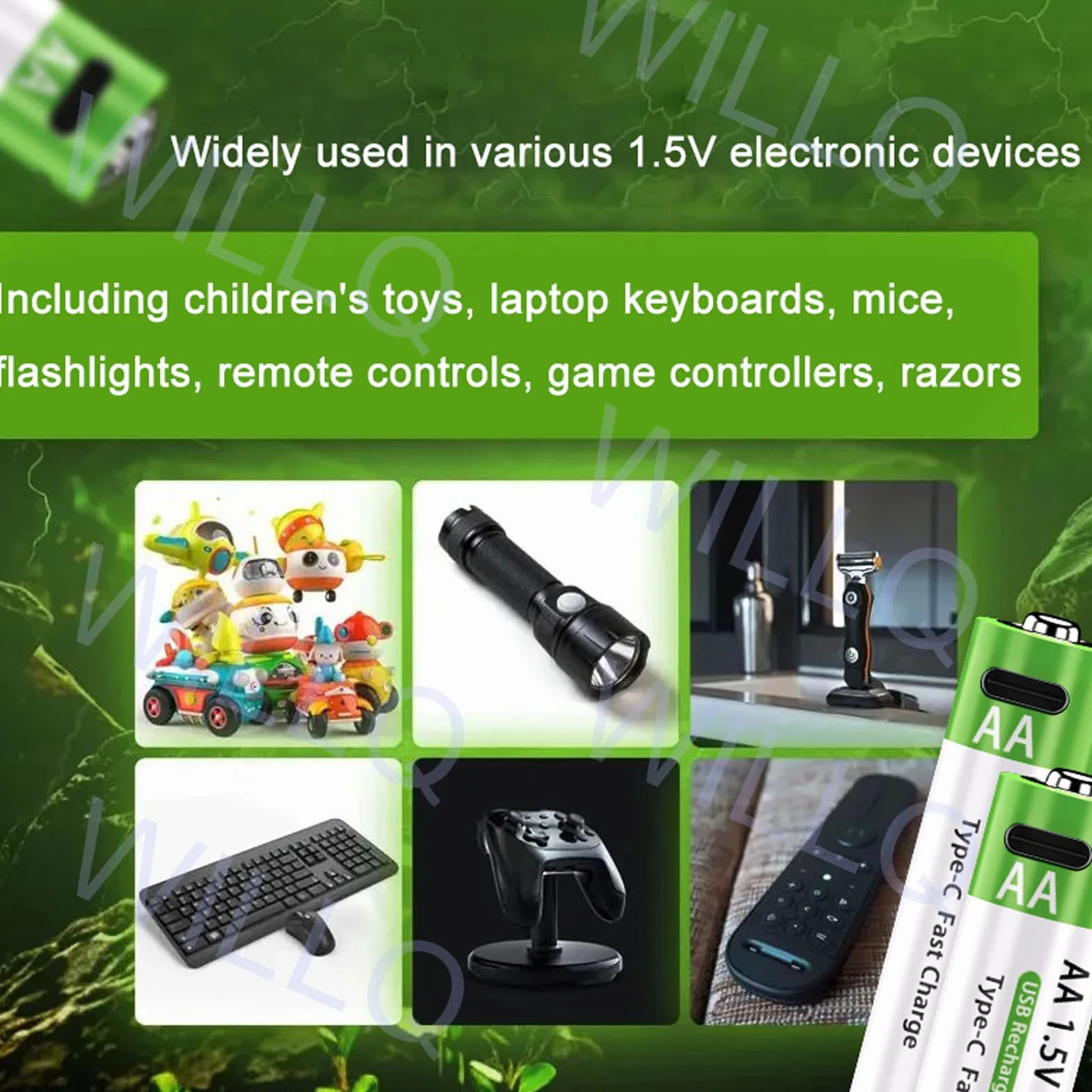 Akumulatory litowe AA, ładowalne 1,5 V, 12800 mAh, 2-godzinne szybkie ładowanie, podwójny akumulator litowo-jonowy, USB, stałe wyjście, kabel