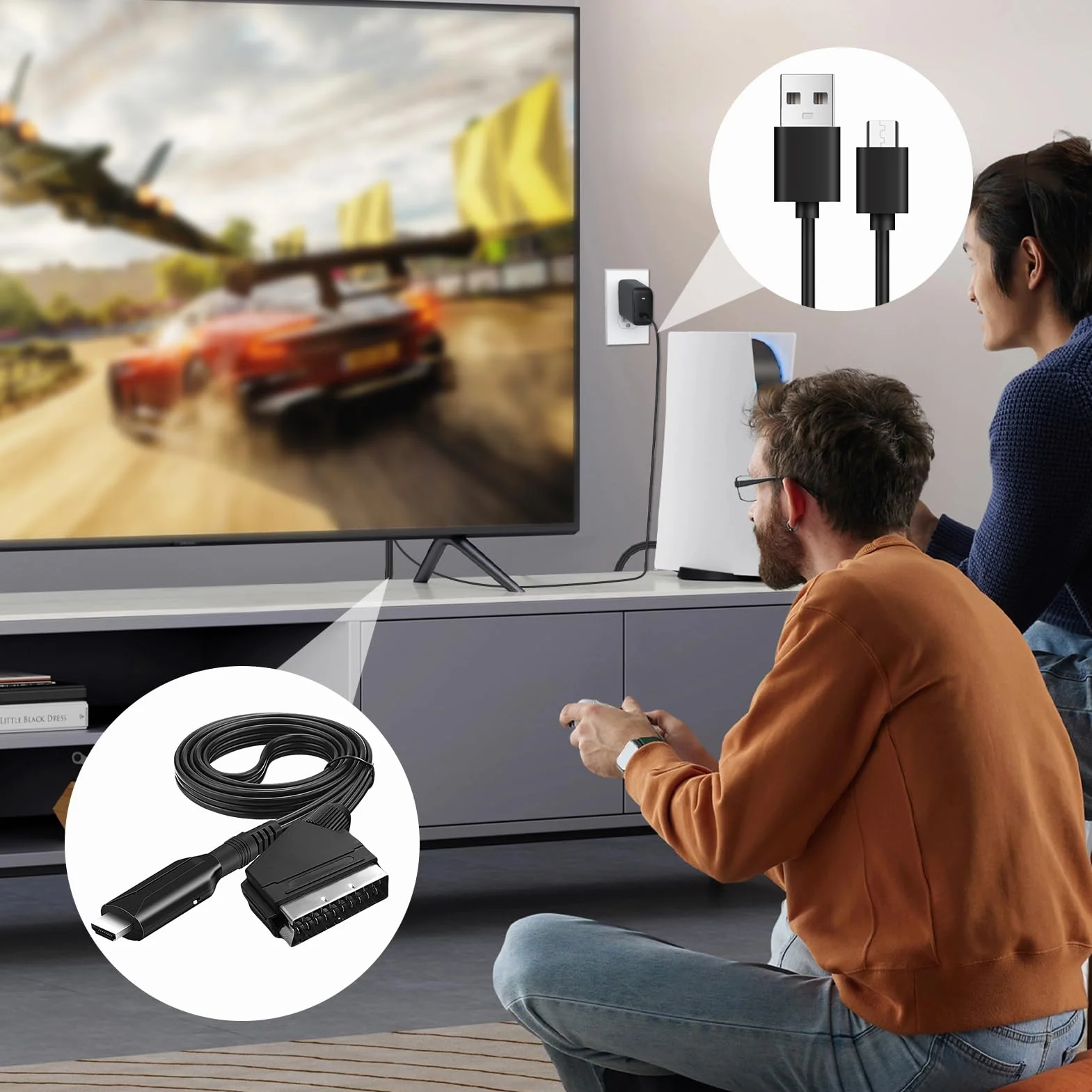 Scart na HDMI adapter konwerter Full HD 1080P