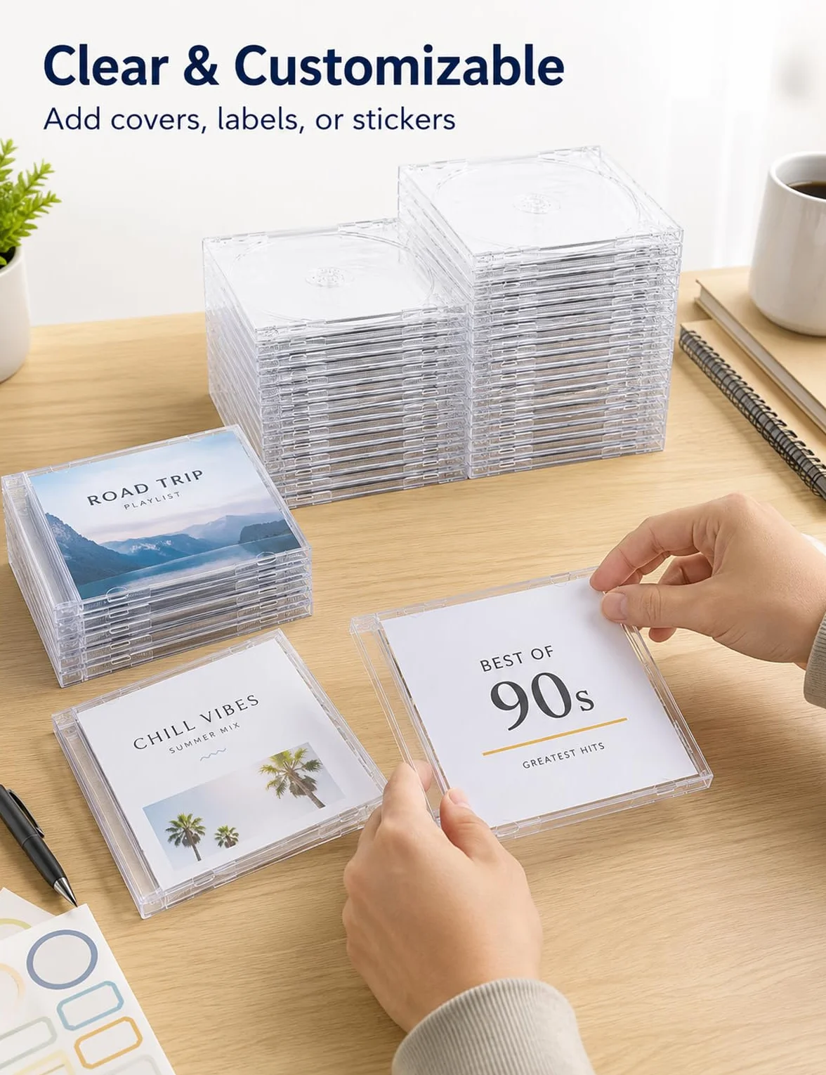25 sztuk 10,4 mm CD, przezroczyste plastikowe puste etui na płyty CD na standardowe pojedyncze płyty, etui na klejnoty na płyty CD, DVD, ochrona i wymiana, puste etui do przechowywania płyt DVD z