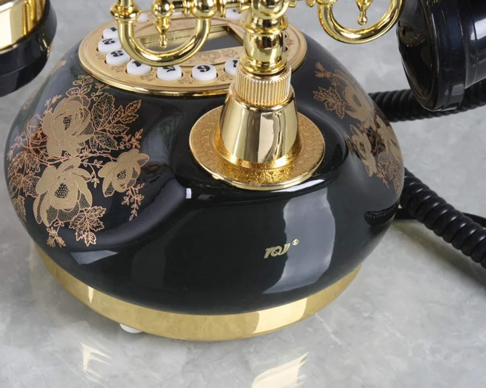 Telefon w stylu retro vintage, telefon stacjonarny w stylu ceramiki z wybieraniem przyciskowym, staromodny telefon z tarczą obrotową - hotele/galerie/firmy jubilerskie/telefon domowy i biurowy