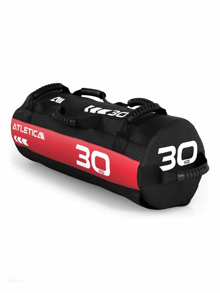 Atletica Worek na piasek 30 kg, worek do treningu funkcjonalnego całego ciała, wytrzymały nylon Cordura, 7 uchwytów
