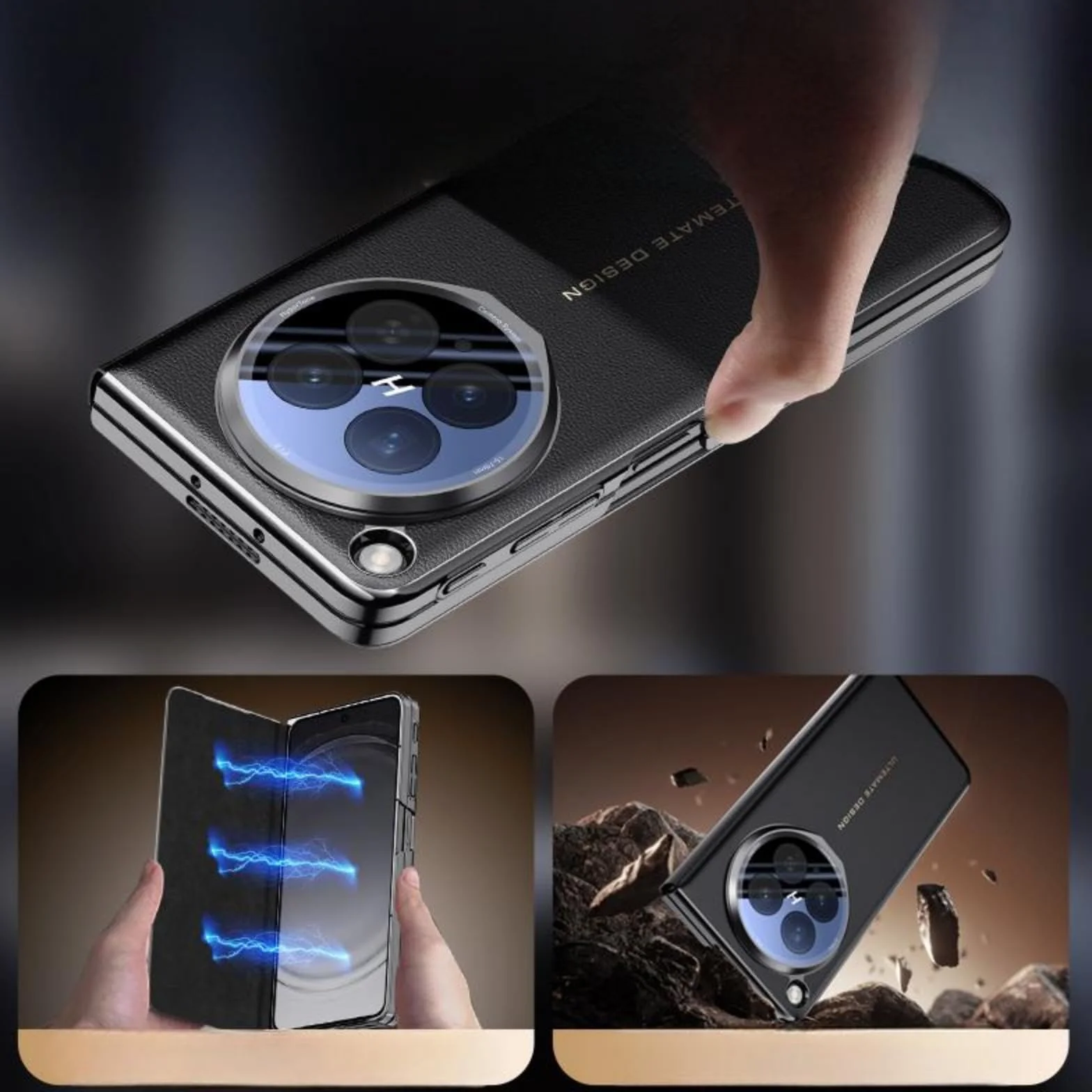 Find N6 etui na telefon komórkowy z klapką magnetyczną ze skóry + stojak na obiektyw + View Window, etui z klapką Folio do Oppo Find N6(3)