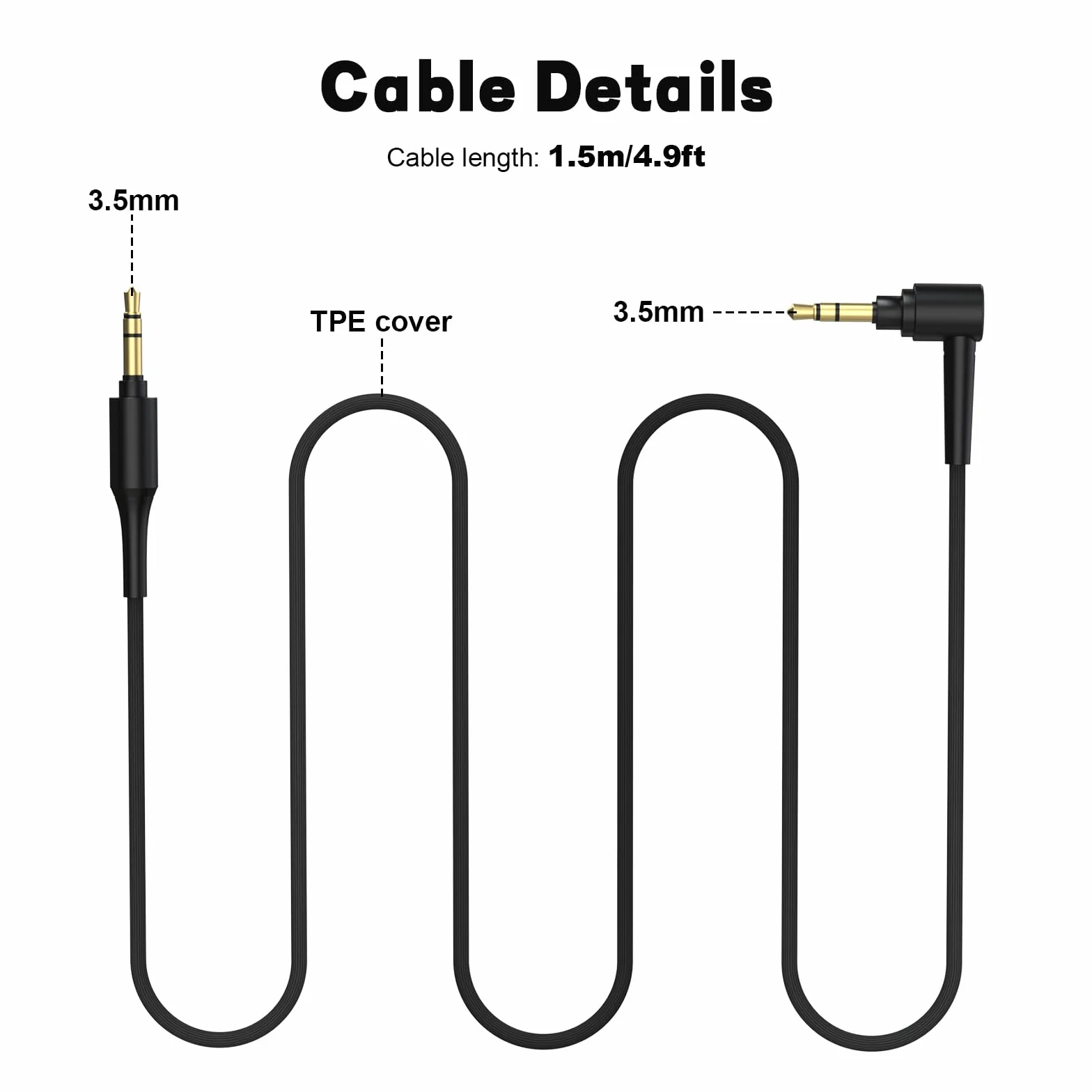 Zamienny kabel audio WH-1000X do słuchawek Aux kompatybilny z Sony MDR-XB950BT MDR-1000X WH-1000XM2 WH-1000xm3 WH-CH700N MDR-100ABN MDR-1A MDR-1ADAC MDR-XB950N1 słuchawki bezprzewodowe (czarne)