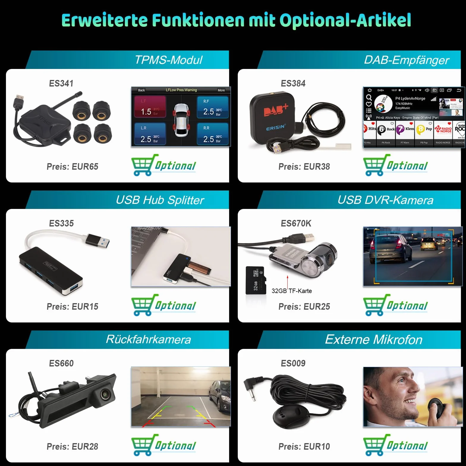 Erisin 8,8 cala 8-rdzeniowy 4 GB + 64 GB Android 13 radio samochodowe Bluetooth 1Din GPS nawigacja do Audi A5 S5 RS5 2009-2016 obsługuje bezprzewodowe CarPlay Android Auto WiFi DAB+ IPS ekran USB DSP