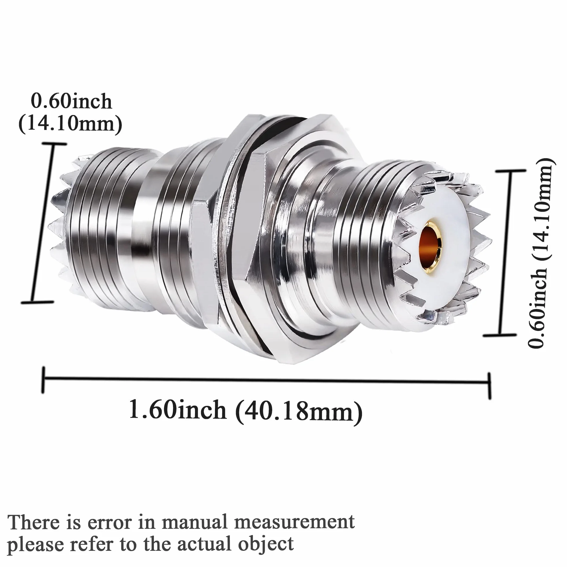 TUOLNK PL-259 Schottverbinder UHF Buchse auf UHF Buchse Koaxialadapter SO239 auf SO239 Mutter Schottplattenmontage für CB Funk 2St