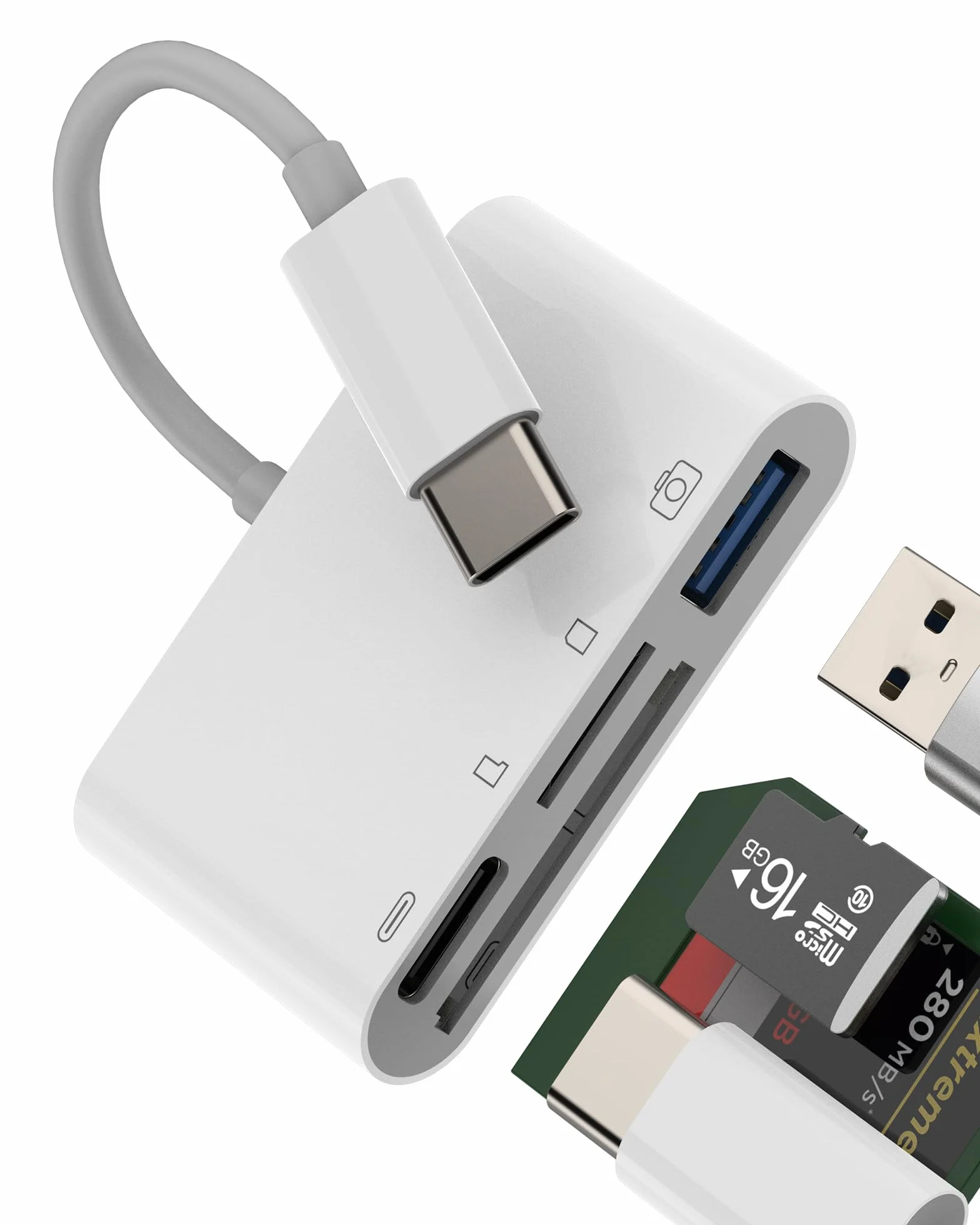 Przejściówka USB C na czytnik kart Micro SD USB 3.0 4 w 1 dla iPhone'a 16 15 MacBooka iPad Samsung OTG