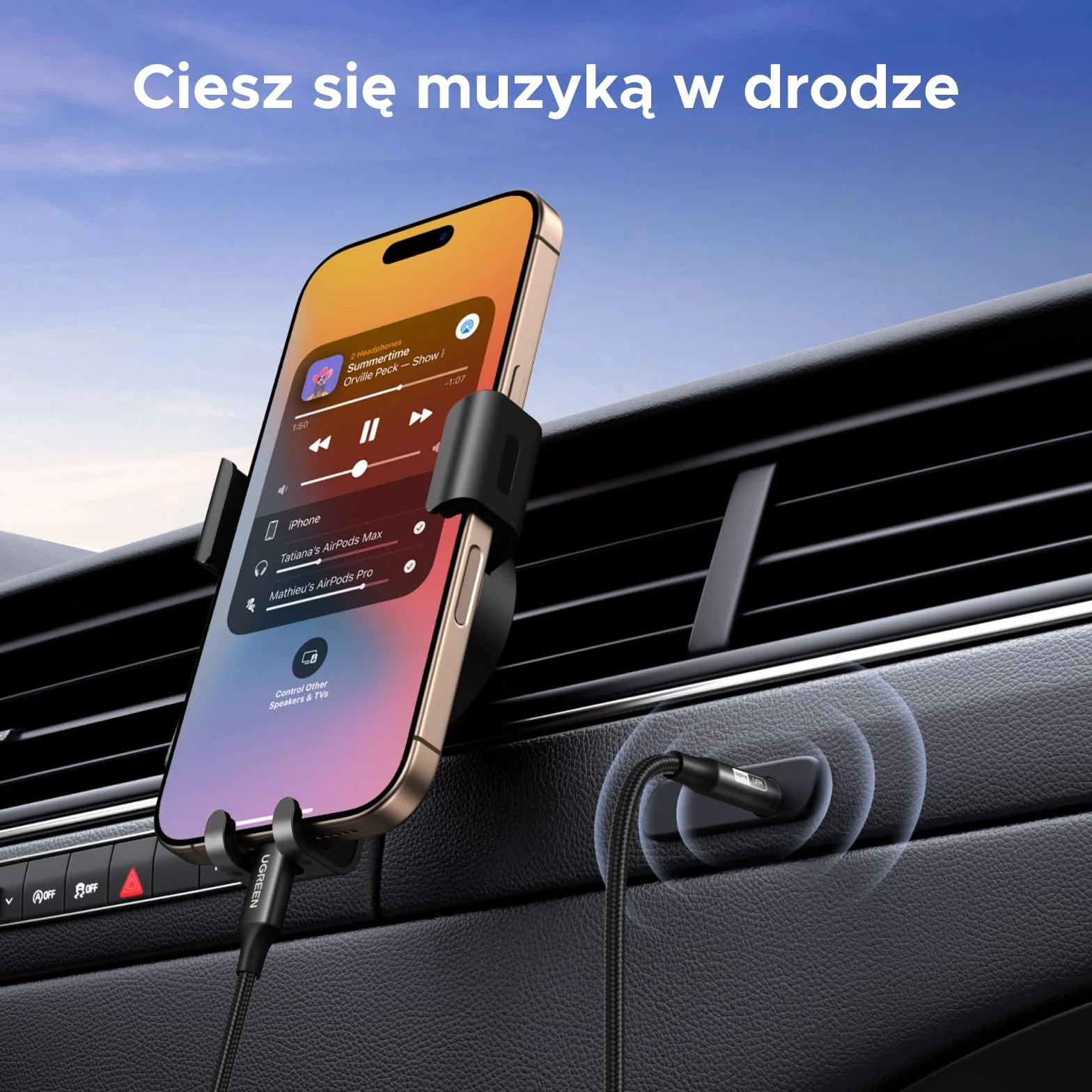 UGREEN Kabel USB C do jack aux, kabel aux do usb c jack z układem DAC 386khz/32bit do iPhone 16/16pro/16plus/16pro max, S25/S25 Plus/S25 Ultra itp. (1M)