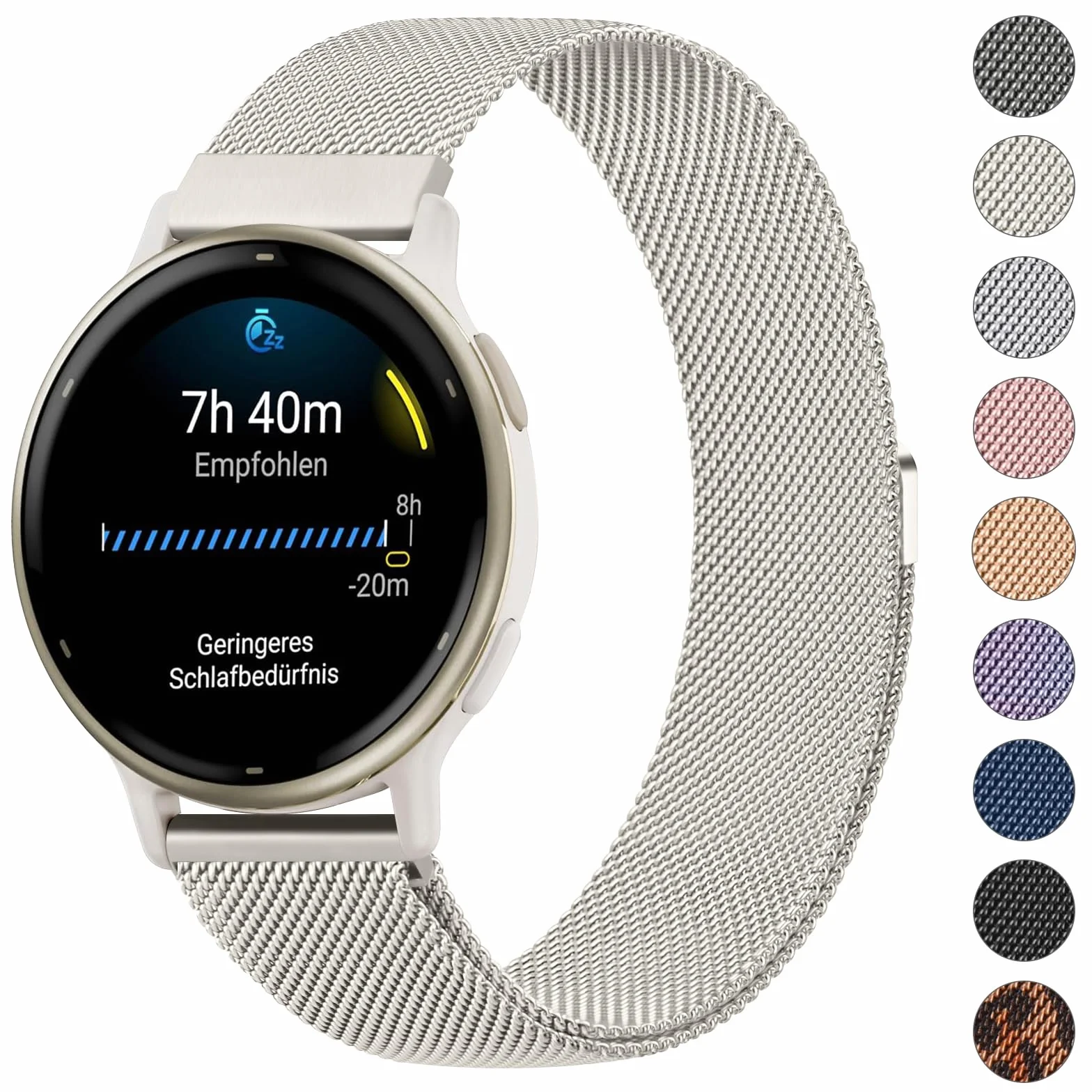 Mugust metalowa bransoletka z siateczki ze stali nierdzewnej do Garmin Vivoactive 5 Vivoactive 3 Vivomove 3 HR Luxe Style