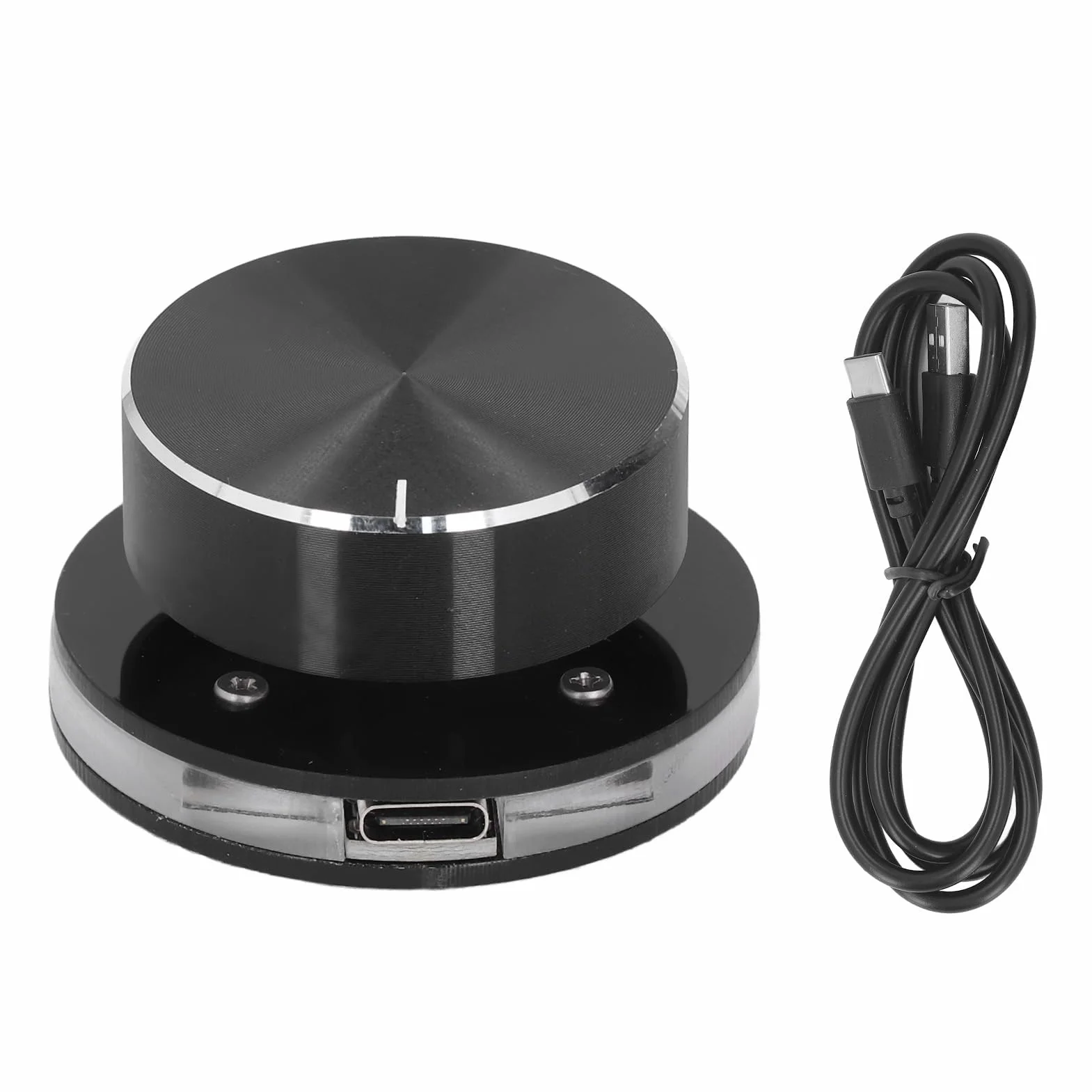 USB Volume Controller with RGB Light for PC Multimedia Controller for External Media Adjustment for Type-C Devices