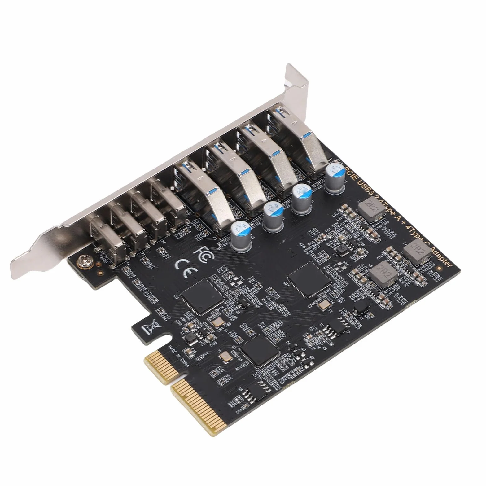 Jiawu Karta rozszerzeń PCI Express, 8-portowa Karta PCle USB 3.2 Gen 2, przepustowość 10 Gb/s dla Entuzjastów Gier