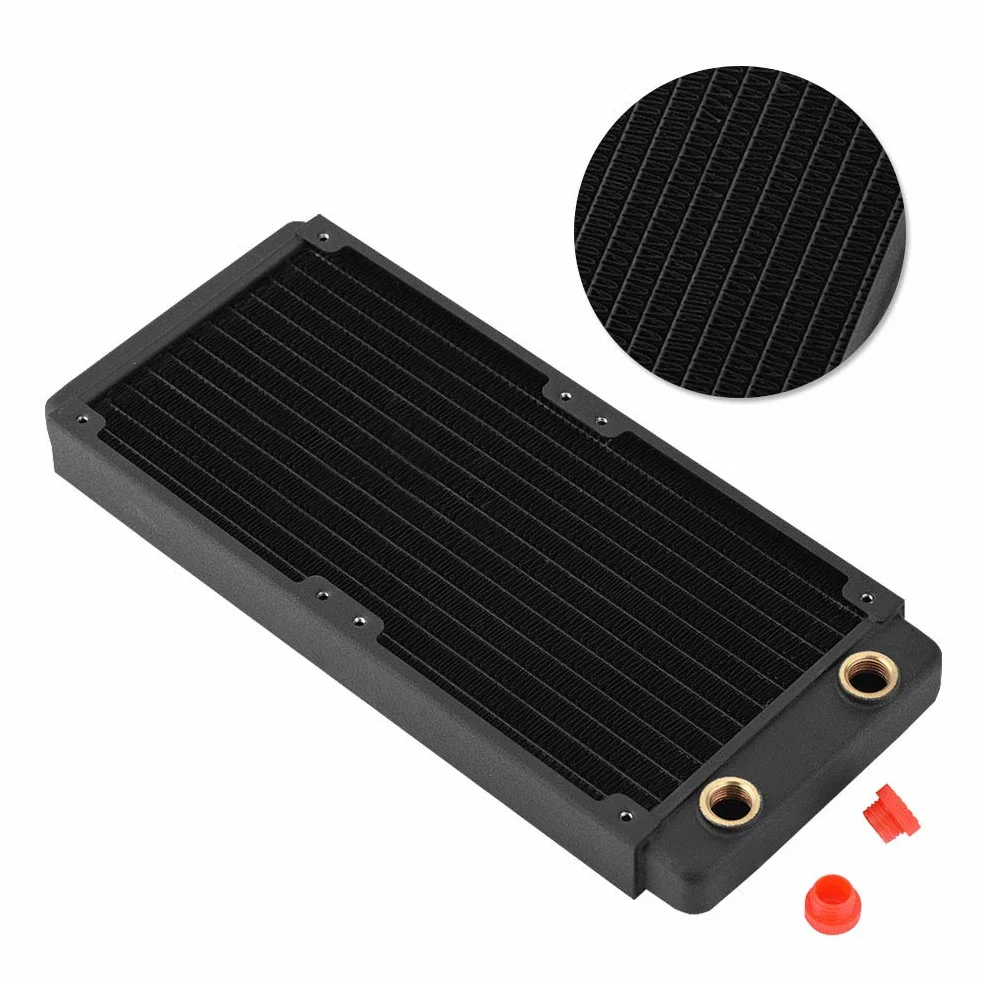 GOWENIC Wysokowydajny Wymiennik Ciepła Cieczy 360 Mm |Chłodnica Miedziana do Portu G1/4 Chłodzenia Wodnego Komputera PC (240 mm)