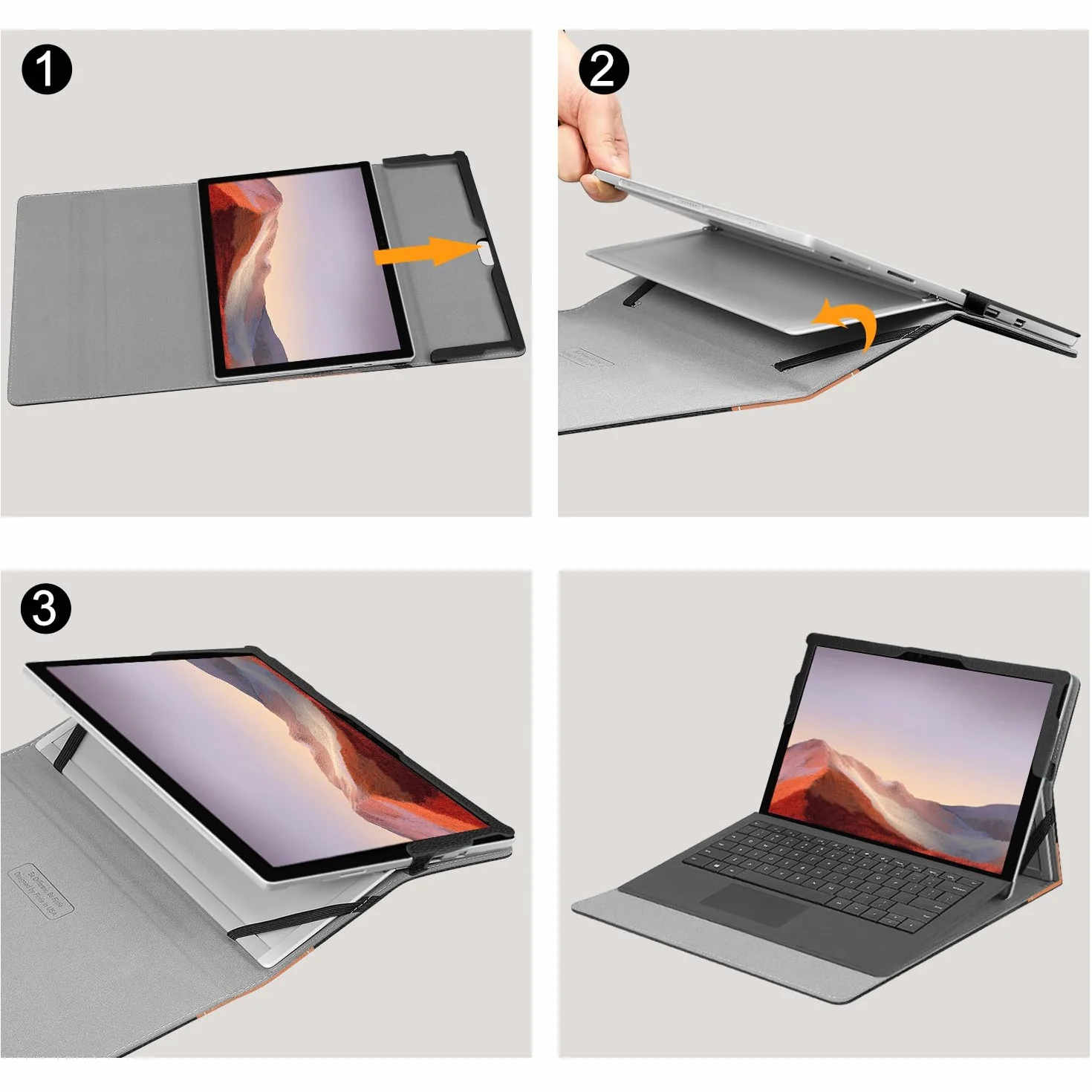 FINTIE Etui na Microsoft Surface Pro 7 / Pro 6 / Pro 5 / Pro 4 / Pro 3 - etui biznesowe z kieszenią, kompatybilne z klawiaturą typu (czarne)