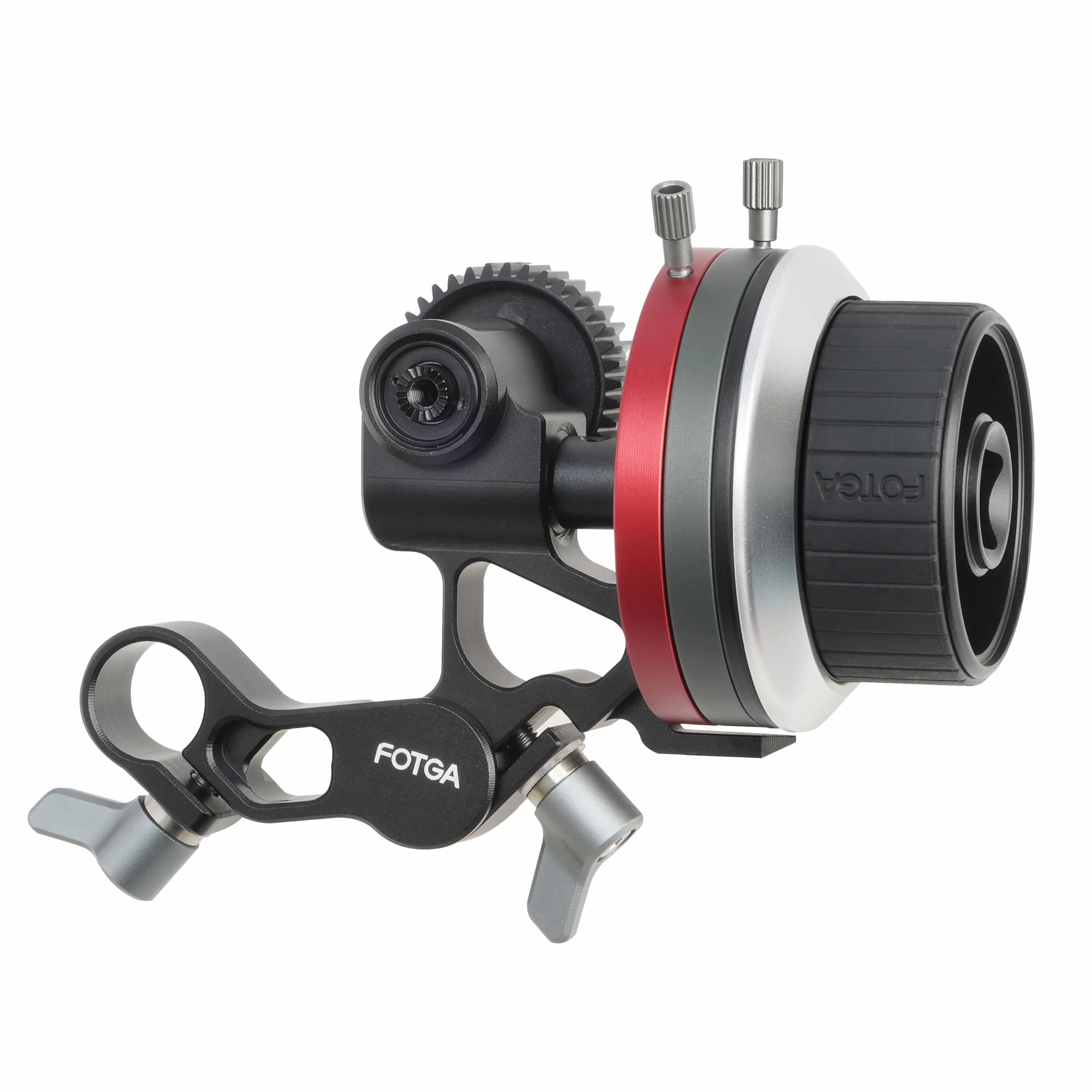 FOTGA Mini Follow Focus z ogranicznikami A/B i zaciskiem pręta 15 mm, pasek pierścienia zębatego i zestaw ramienia przedłużającego do lustrzanek cyfrowych/aparatu bezlusterkowego, zestawu klatek na