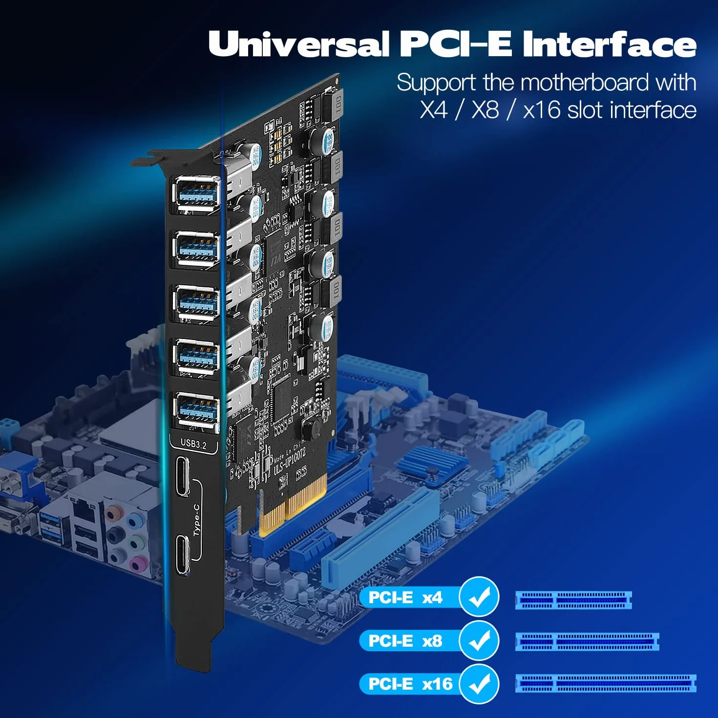 PCIe USB 3.2/3.1 Gen 2 karta 7 portów (2 USB C, 5X Type A) karta rozszerzeniowa z portem wewnętrznym 10 Gbps do Windows 10/8/7/XP i Mac OS 10.8.2 Above