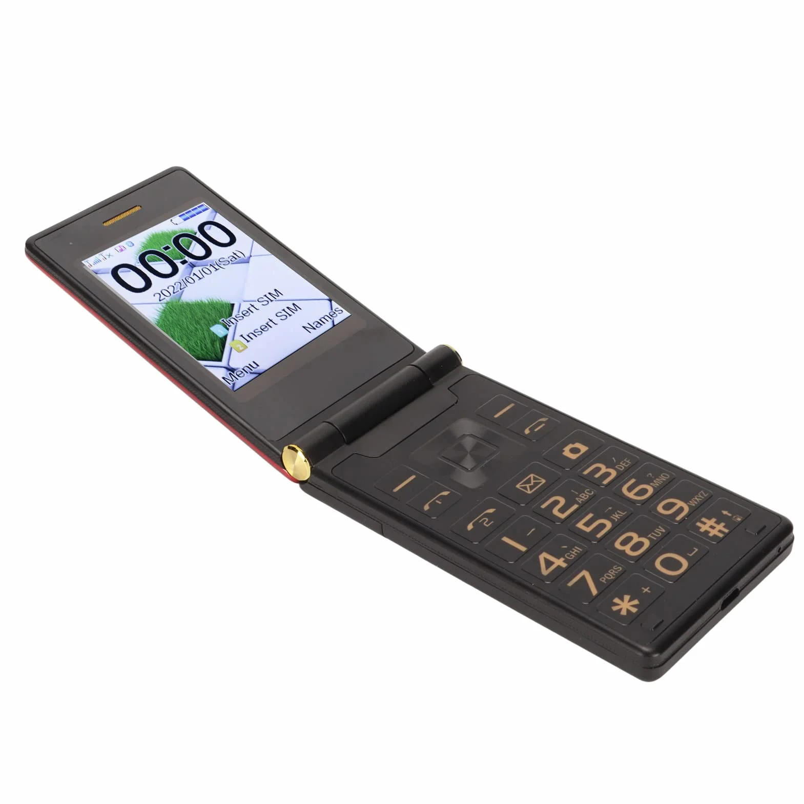 Starszy Telefon z klapką, Duży Przycisk Starszy Telefon Komórkowy, 2,8-calowy Duży Ekran Wybierania Jednym Przyciskiem, Odblokowany Telefon Komórkowy dla Osób Starszych z latarką L (Czerwony)