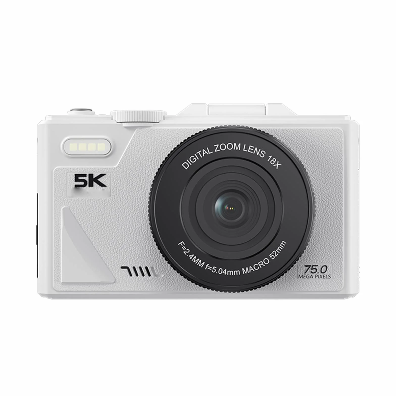 Fabater Cyfrowy Aparat Fotograficzny do Fotografii, 5K 75MP Autofocus Vlogging Camera, 3-calowy 180° Odchylany Ekran, 18-krotny Zoom Cyfrowy, Kompaktowe Aparaty Podróżne (WHITE)
