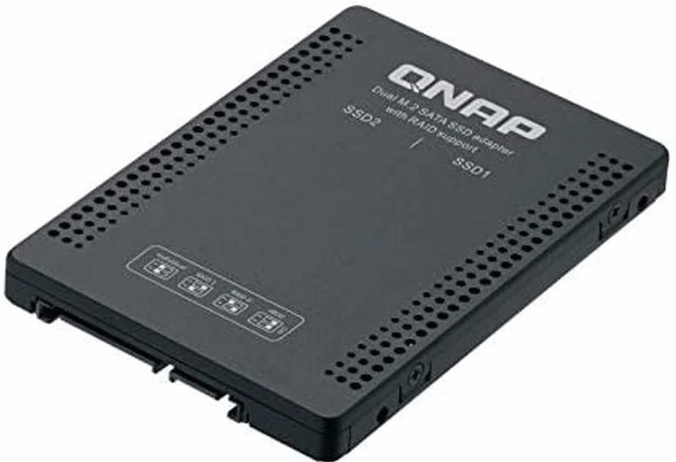 Qnap Systems 6.35 cm 2.5 Inch SATA to Dual M.2 2280 SATA Drive Adapter Hardware RAID 0/1 JBOD Individual Disk Modes, QDA-A2MAR
