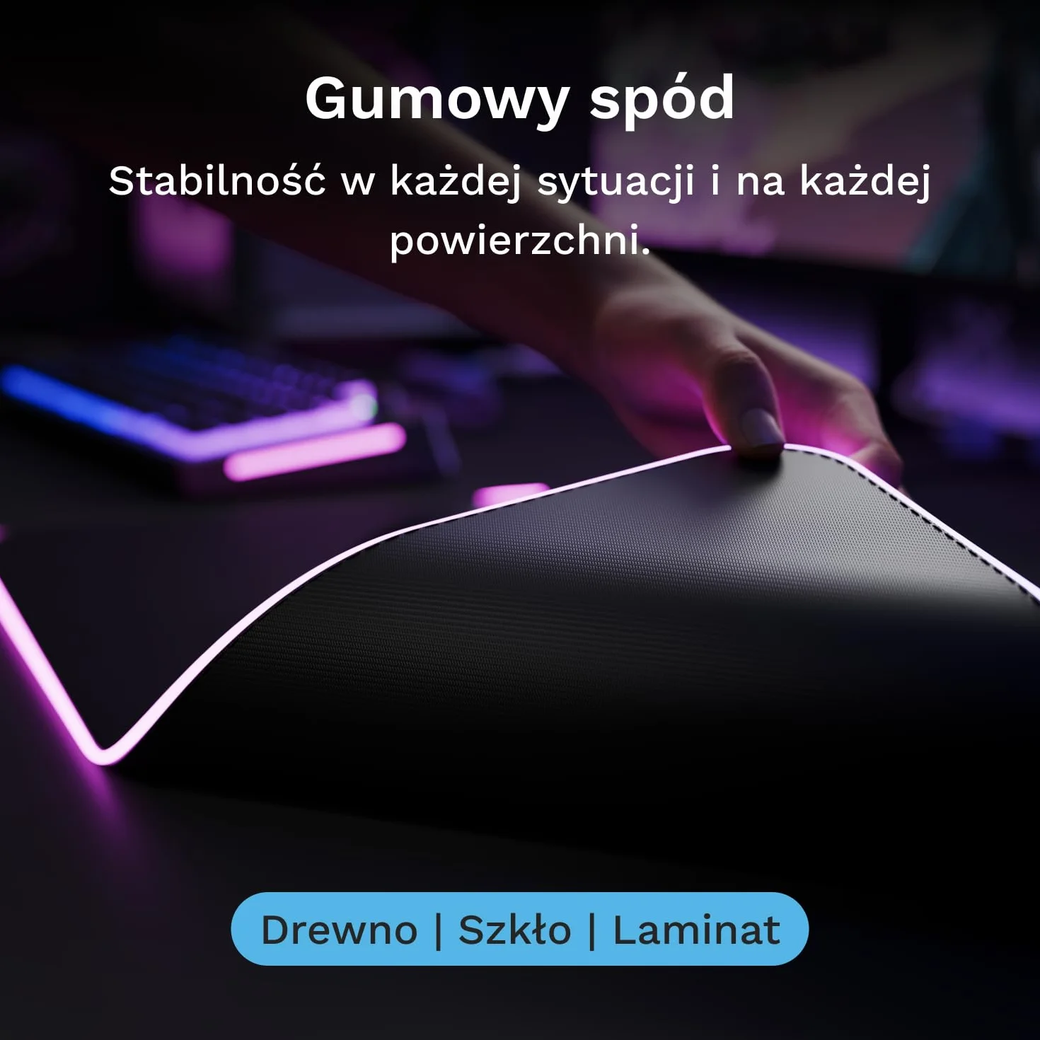 Glorious Gaming GMP 2 GLED XL Extended – podkładka pod mysz XL z dwustrefowym podświetleniem RGB, bezszwową krawędzią InfiniGlow, powierzchnią premium i gumowym spodem (615 x 355 x 3 mm)