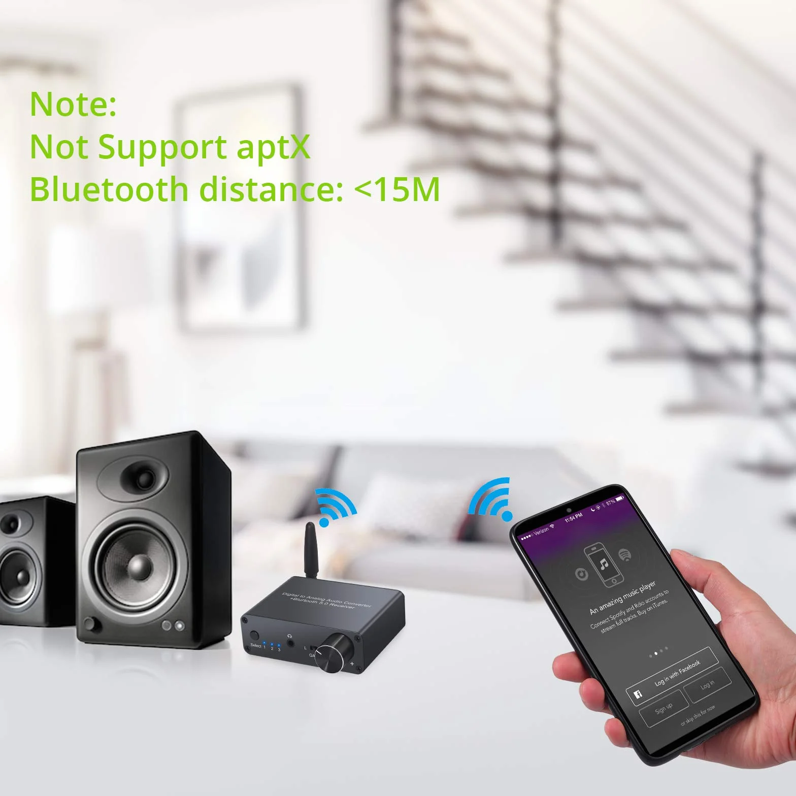 LiNKFOR DAC konwerter audio Bluetooth V5.0 192 kHz ze wzmacniaczem słuchawkowym