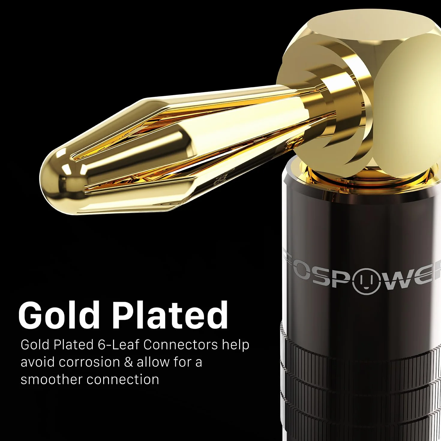 FosPower - Wtyki Bananowe 2 Pary / 4 sztuki | Wtyki do Głośników | Pozłacane 24K pod Kątem Prostym do Kabli Głośnikowych | Płytki Ścienne, Kino Domowe, Wzmacniacze i Systemy Dźwiękowe