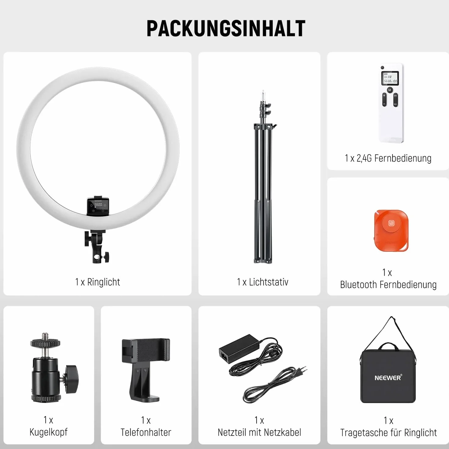 SRP18-2.4G lampa pierścieniowa LED z pilotem zdalnego sterowania i ściereczką z mikrofibry Keepdrum