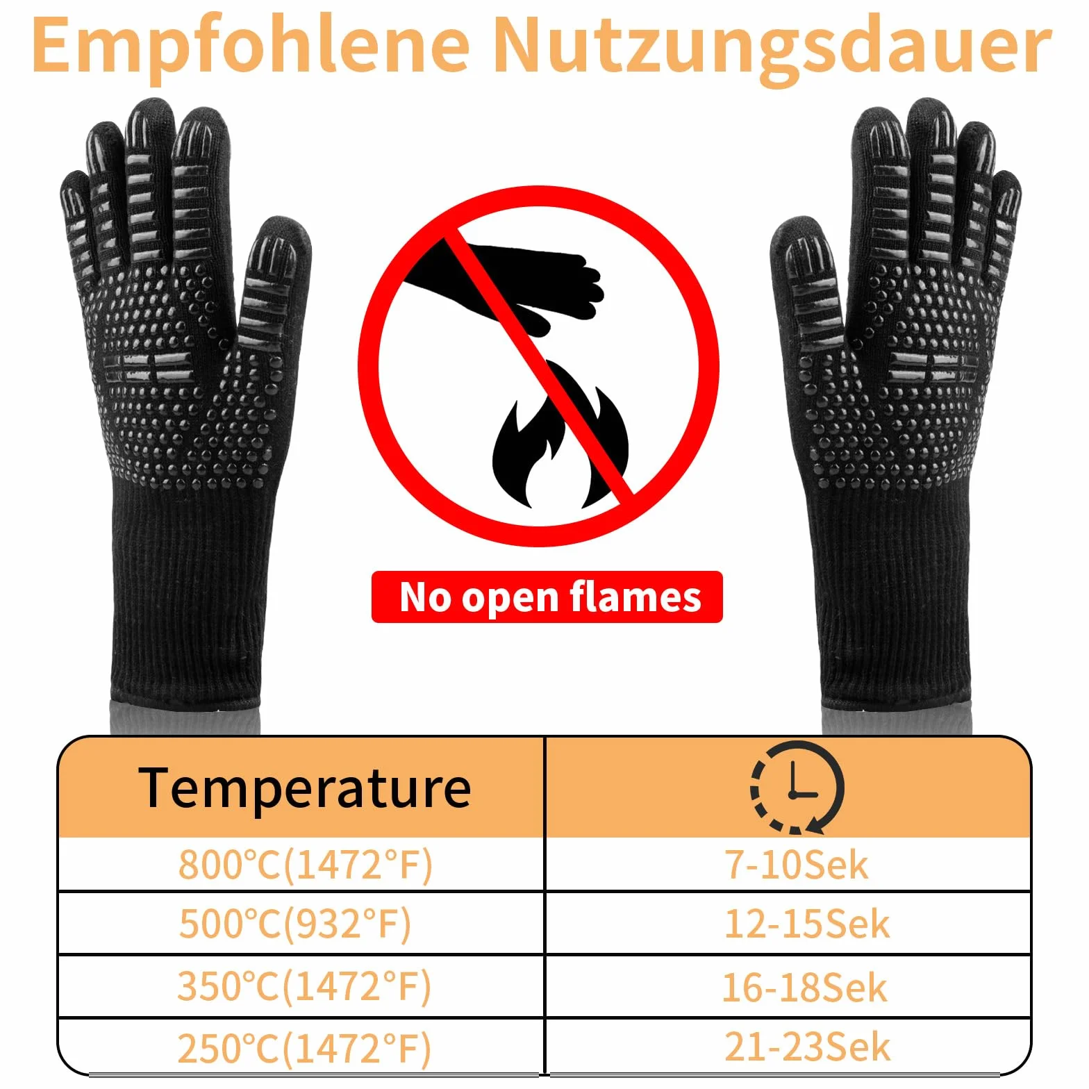 Karrong Rękawice do grilla żaroodporne do 800°C ochronne kuchenne ognioodporne czarne L/XL