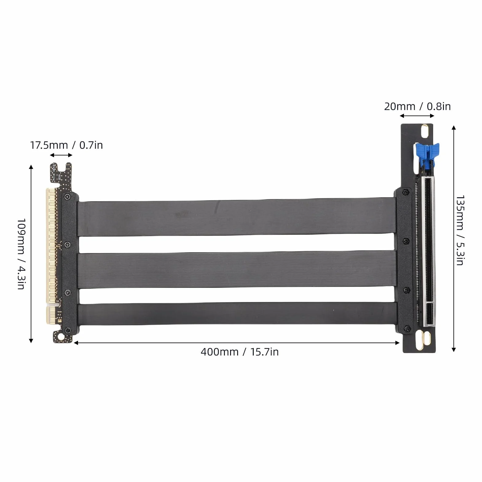aqxreight Kabel Nośny Karty Graficznej PCIE 5.0, Przedłużacz 16X Gen 5 dla Kart Graficznych RTX 4090 i Nowej Generacji, przepustowość 128 GB/s, Płaska Konstrukcja z Ekranowaniem EMI dla Komputerów