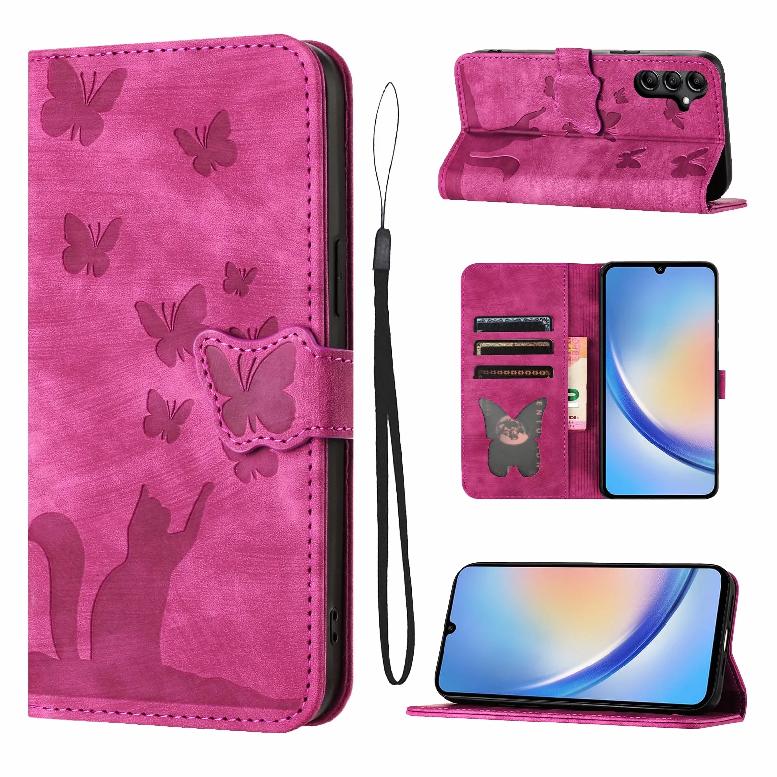 Etui Ochronne z Klapką Samsung Galaxy A34 5G 6,6 Cala Skórzane Różowe