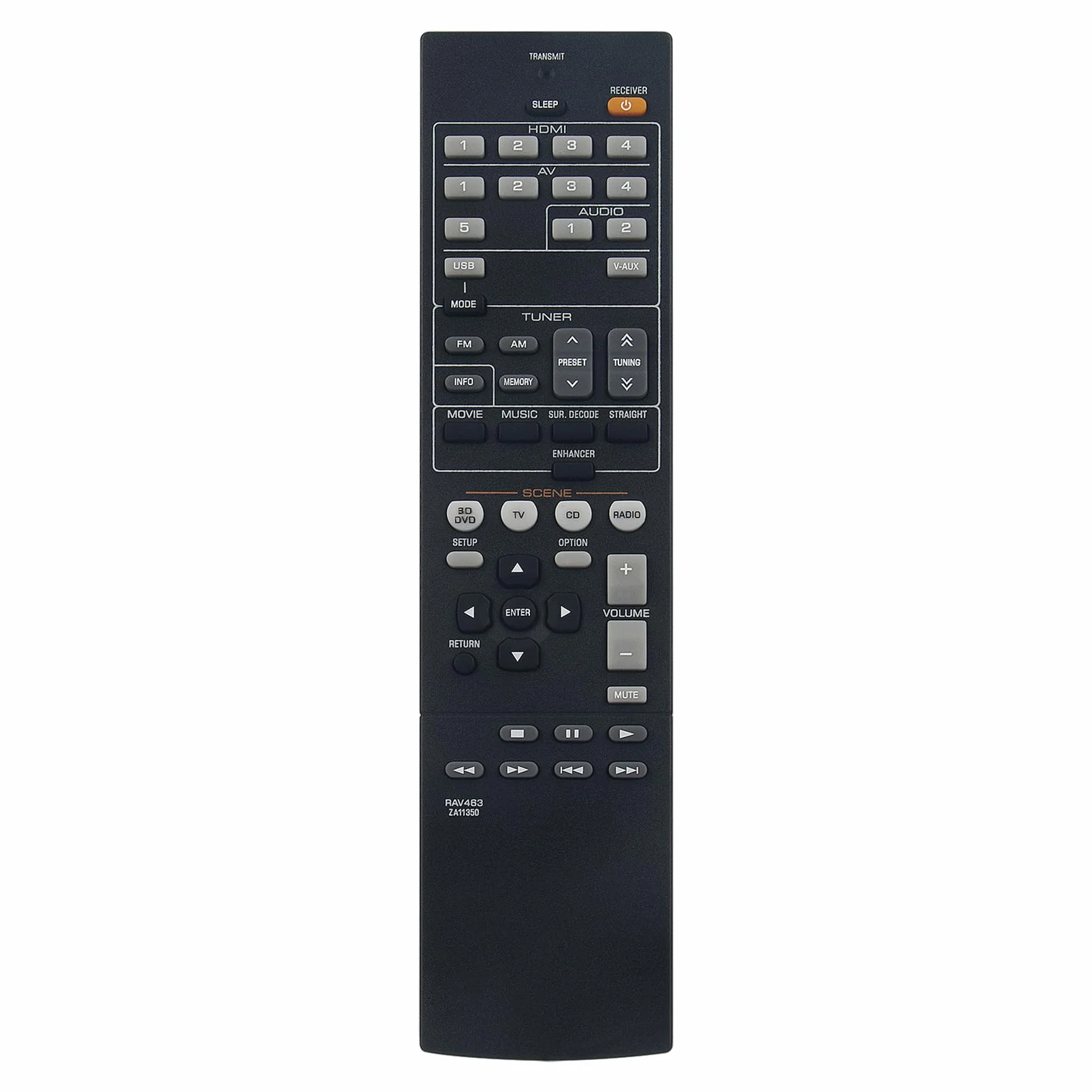 RAV463 ZA11350 Wymienny pilot do odbiornika Yamaha AV RX-V373 RX-V375BL HTR-3065 HTR3065 HTR-3066 HTR3066